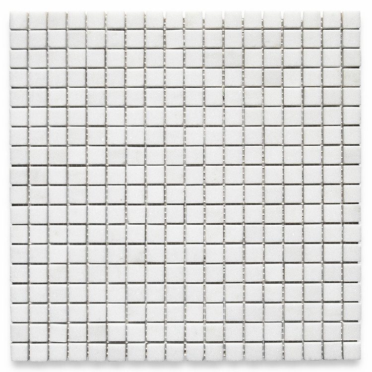 T22XH Thassos White Marble Square Grid Mosaic Tile 5/8×5/8 Honed