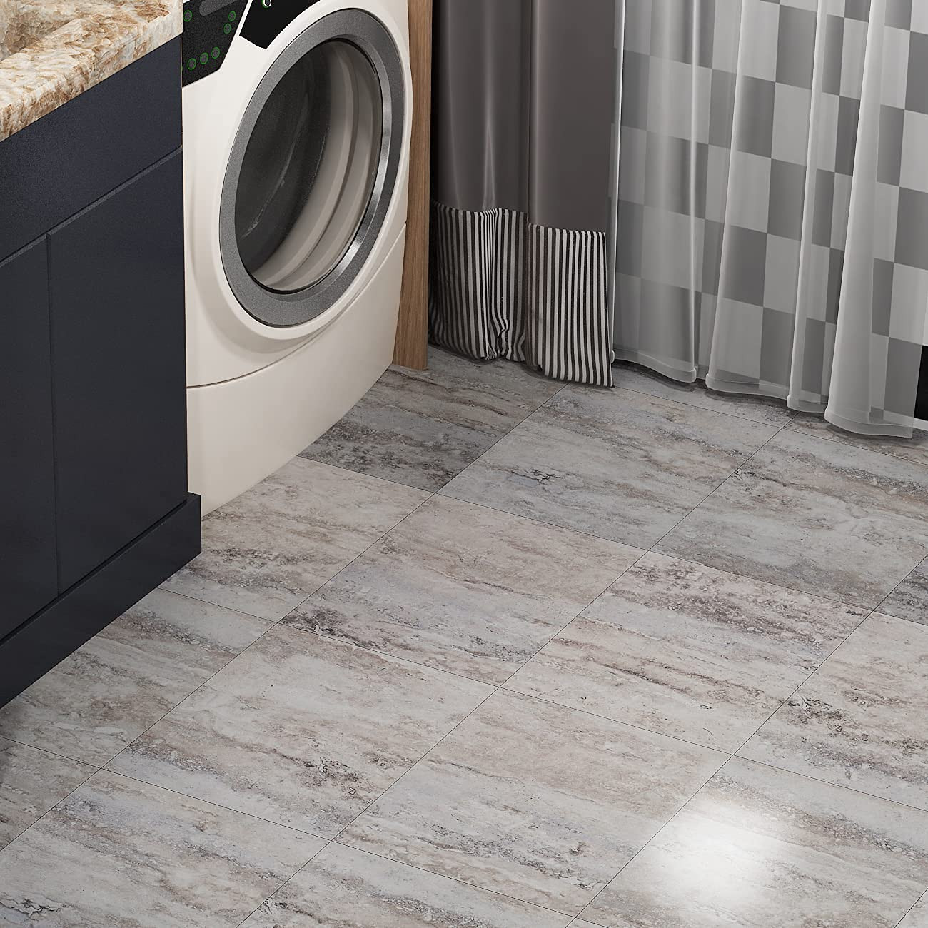 Waterproof Peel and Stick Floor Tile 12″X12″ Speckled Stone Vinyl Flooring Bathr
