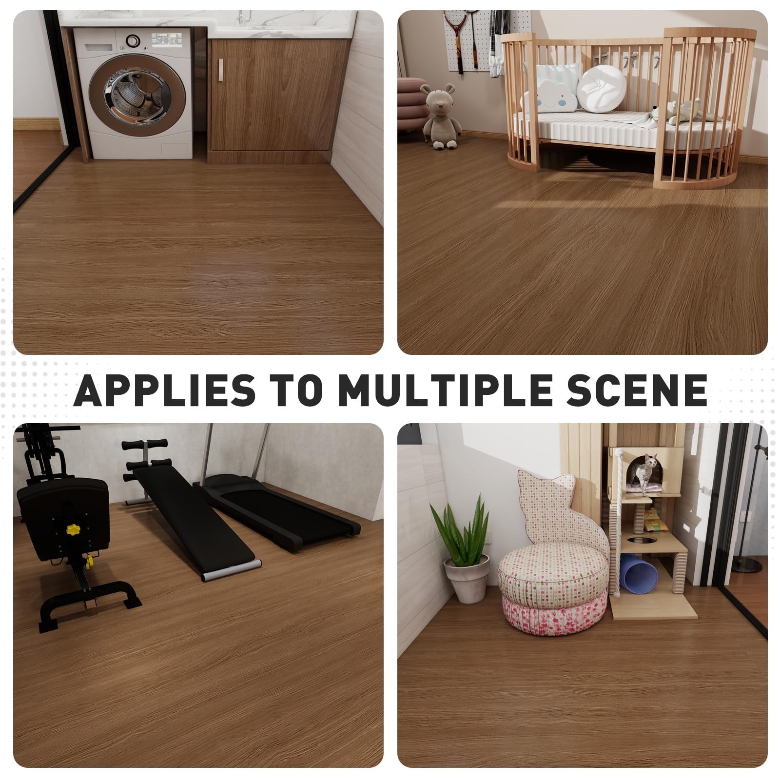 9.6 Sq.Ft 11.8″x118″ Brown Wood Grain Peel Stick Floor Tile Vinyl Flooring