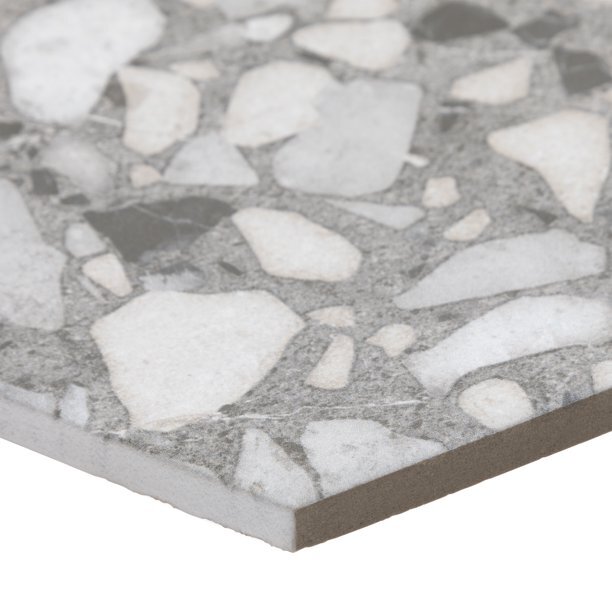 Industry Tile 9×10 Hexagon Terrazzo Gray Porcelain Tile (8.08 sq ft per case)