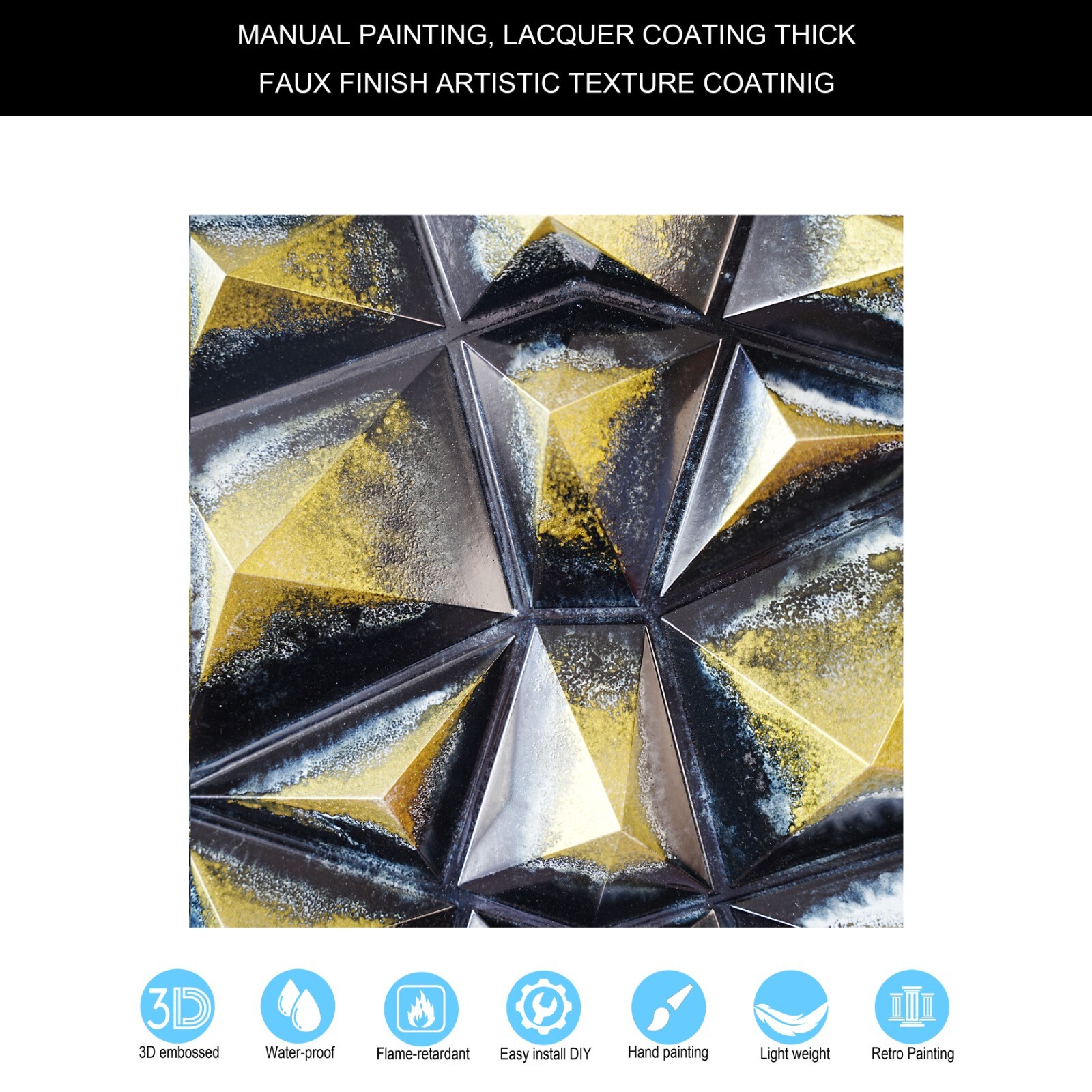 Ancient Suspended Ceiling Tiles Decorative Wall Panels PLM101 Black gold 10pcs