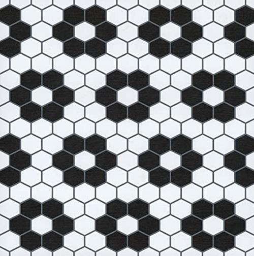 Floral Peel & Stick Floor Tiles, Black and White Geometric Water Resistant
