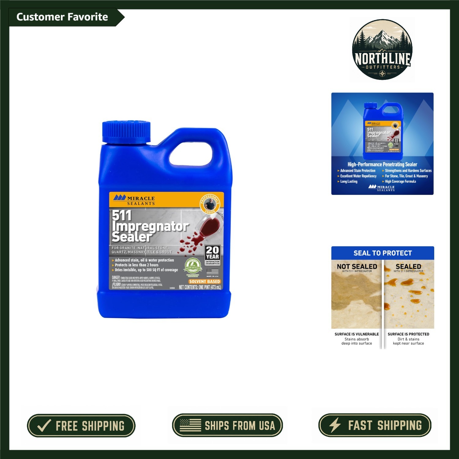 Invisible 511 Impregnator Sealant for Stones & Tiles | 16 Oz Superior Protection