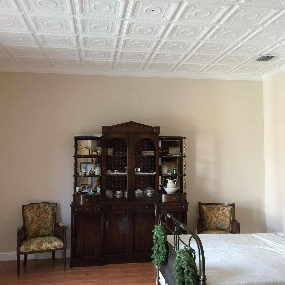 Romanesque 1.6 Ft. X 1.6 Ft. Glue up Foam Ceiling Tile in Plain White (21.6 Sq.
