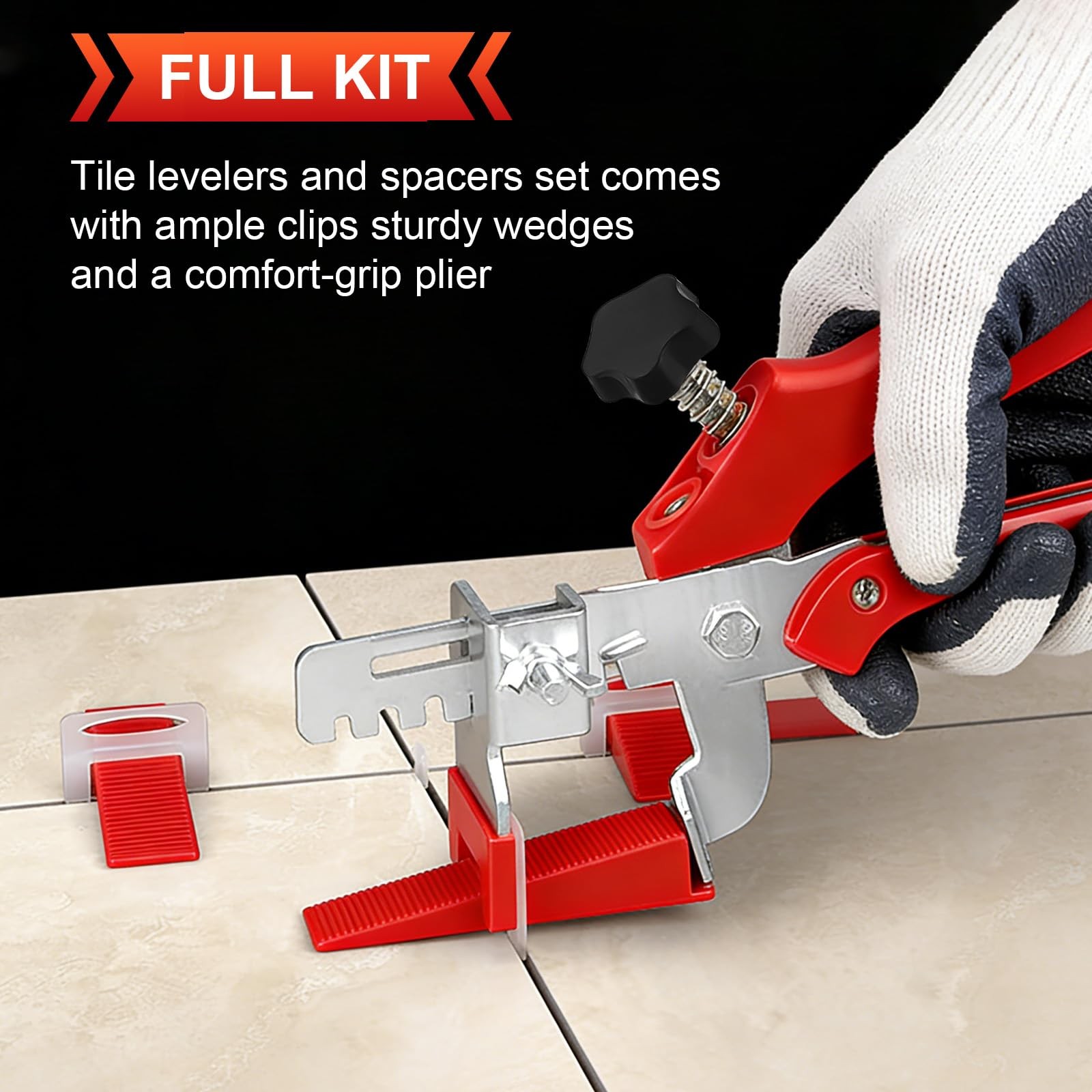 Tile Leveling System with Tile Plier, 300PCS 1/8 Inch Spacers Clips and 100PC…