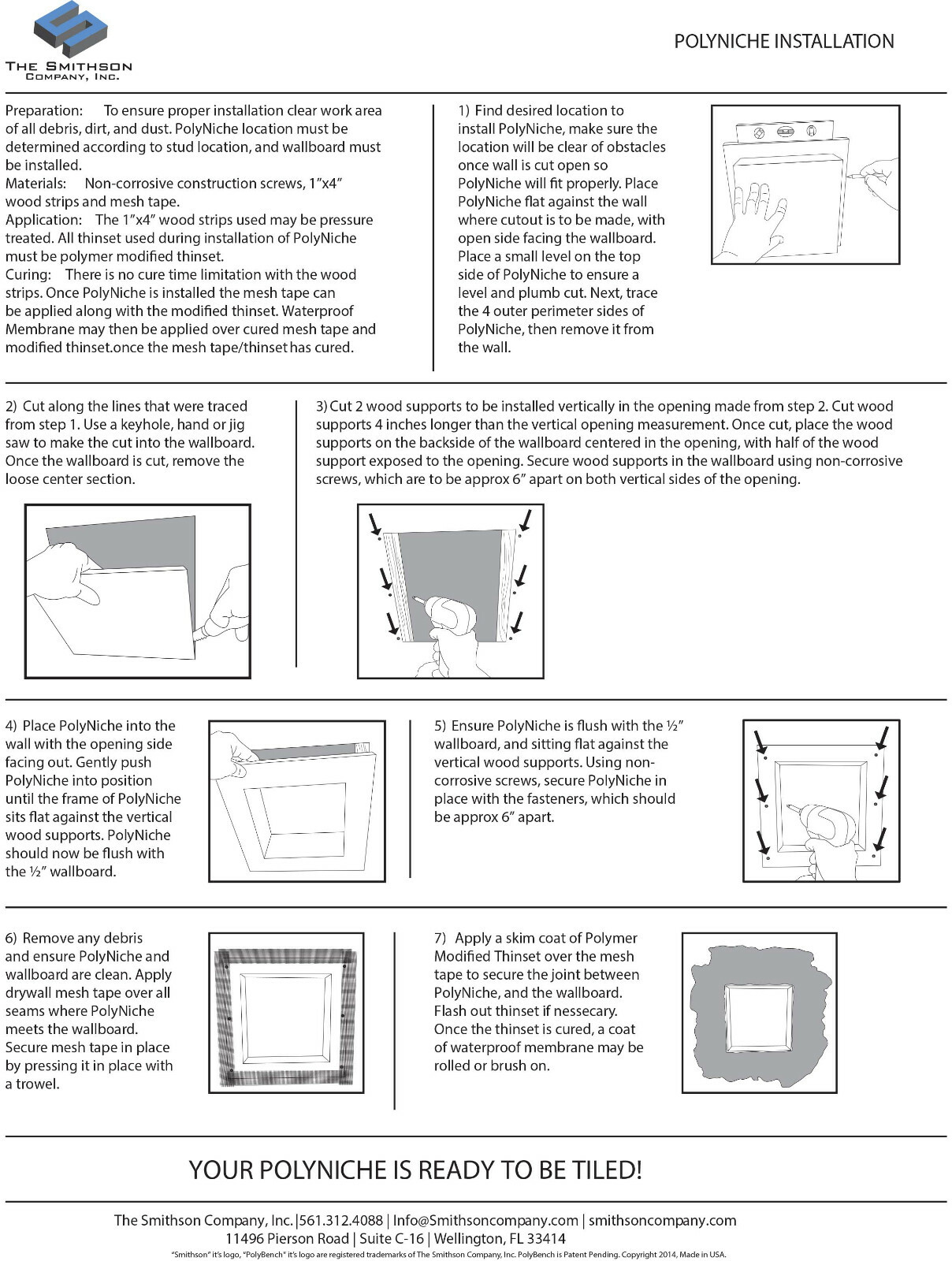 PolyNiche Foam Shower Niche – EPS Waterproof 8″x8″ – Shampoo Soap Shelf Tile