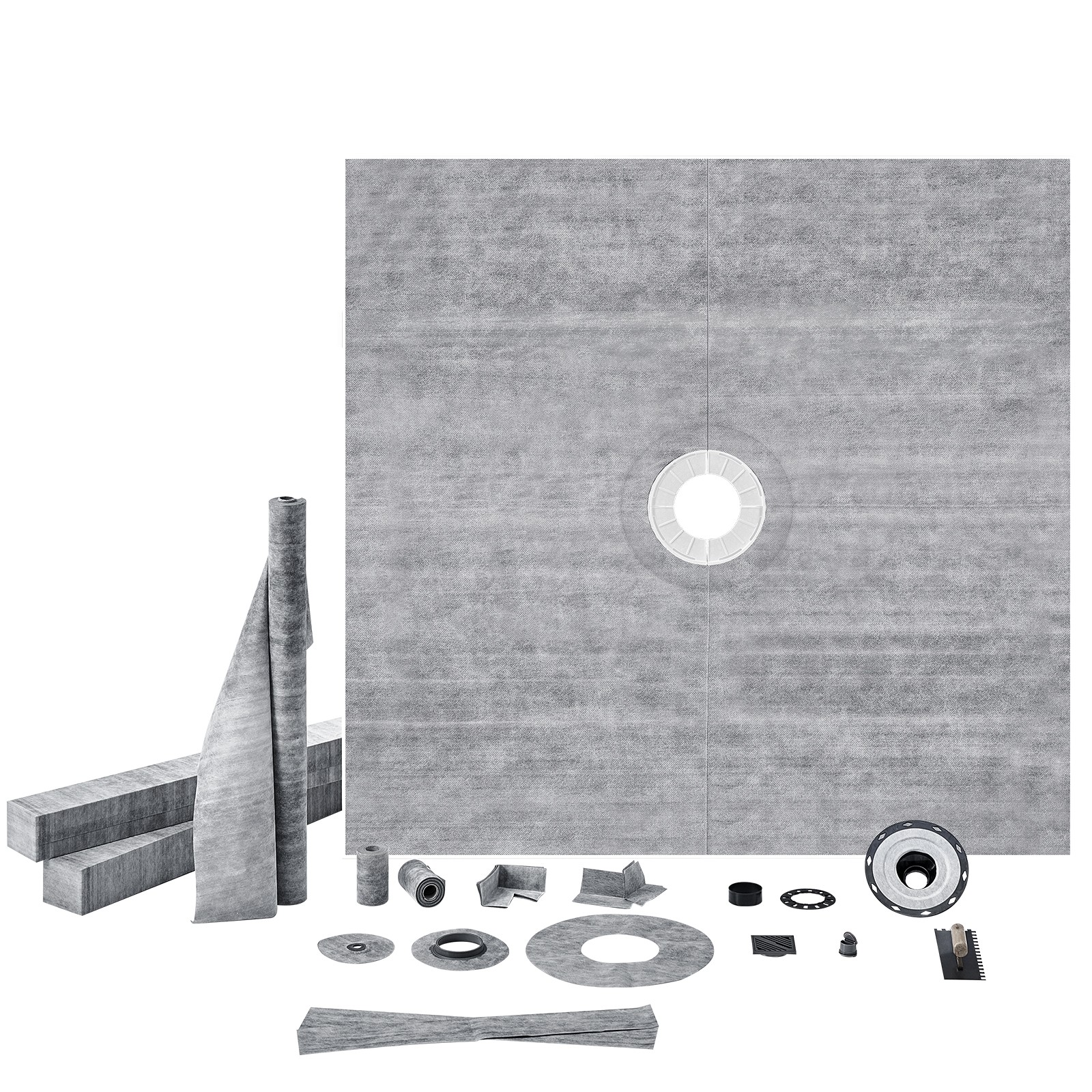 VEVOR ABS Shower Curb Kit Shower Pan Kit 72×72″ w/ 2″ Central Flange Waterproof