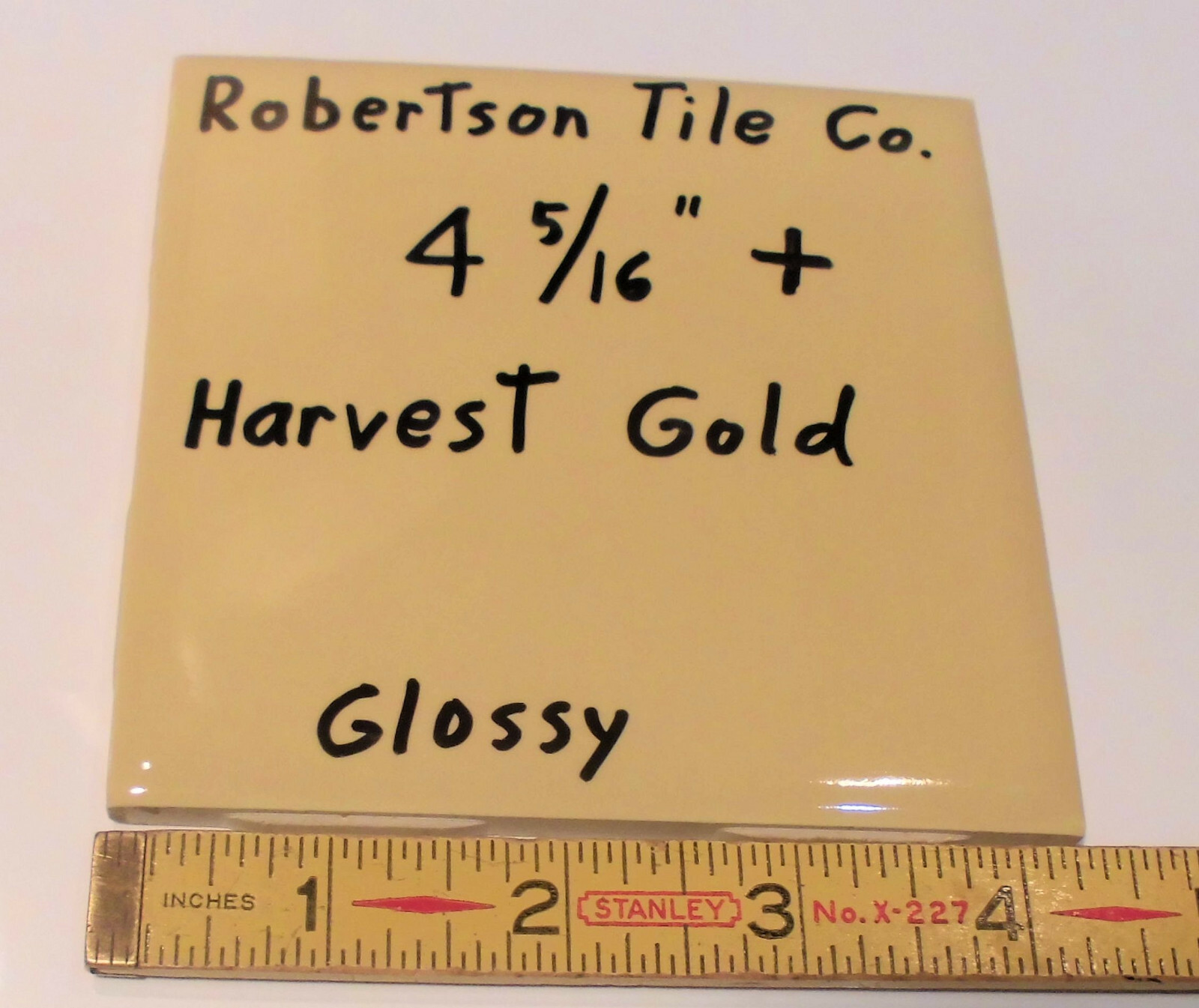 1 pc. *Harvest Gold / Yellow* Ceramic Tile 4-5/16″- 4-3/8″ Robertson Co. NOS