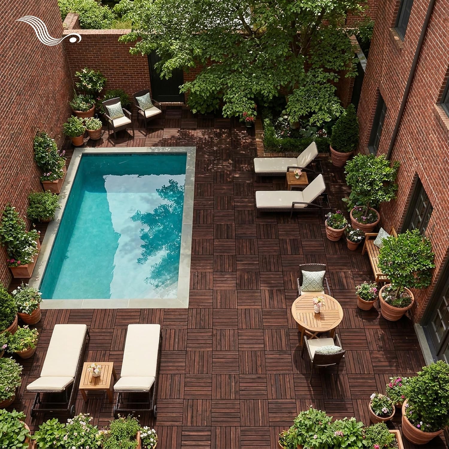 Acacia Wood Deck Tiles 12×12 Brown Natural Outdoor Wooden Decking Tiles for
