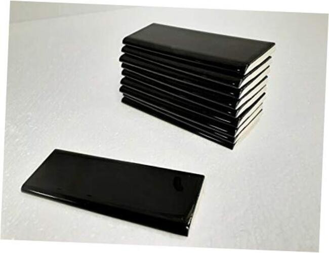 Black 2×6 in Ceramic Tile Bullnose Trim Edge 2 x 6 inch American Olean Box 10
