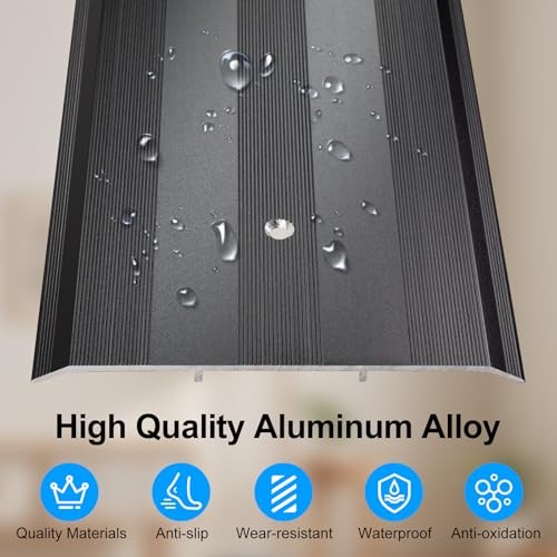 5″Wide Sturdy Thicken Aluminum Threshold Strip, Stylish 36in×5in×0.25in Black