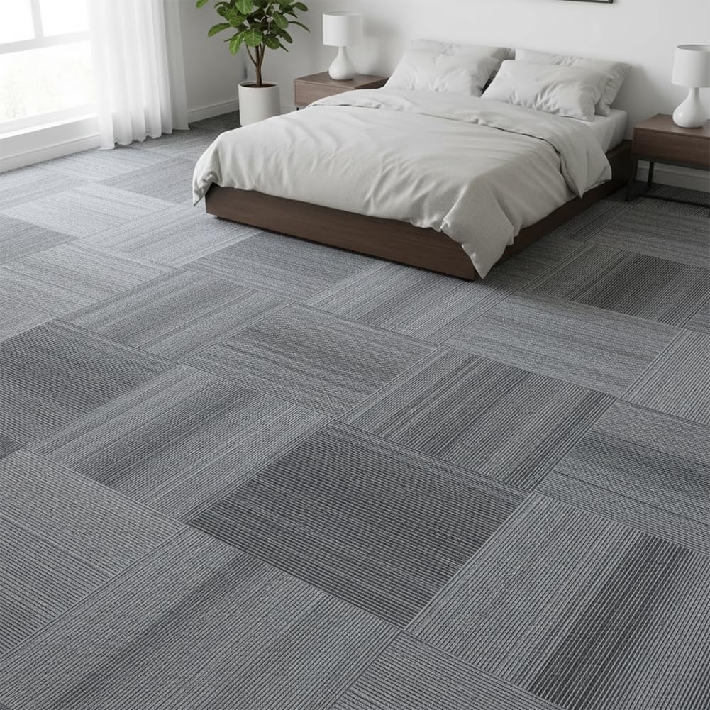 LITA Commercial Carpet Tiles Gradual Gray, 24″ x 24″ Squares, 18 Tiles, 72 sq