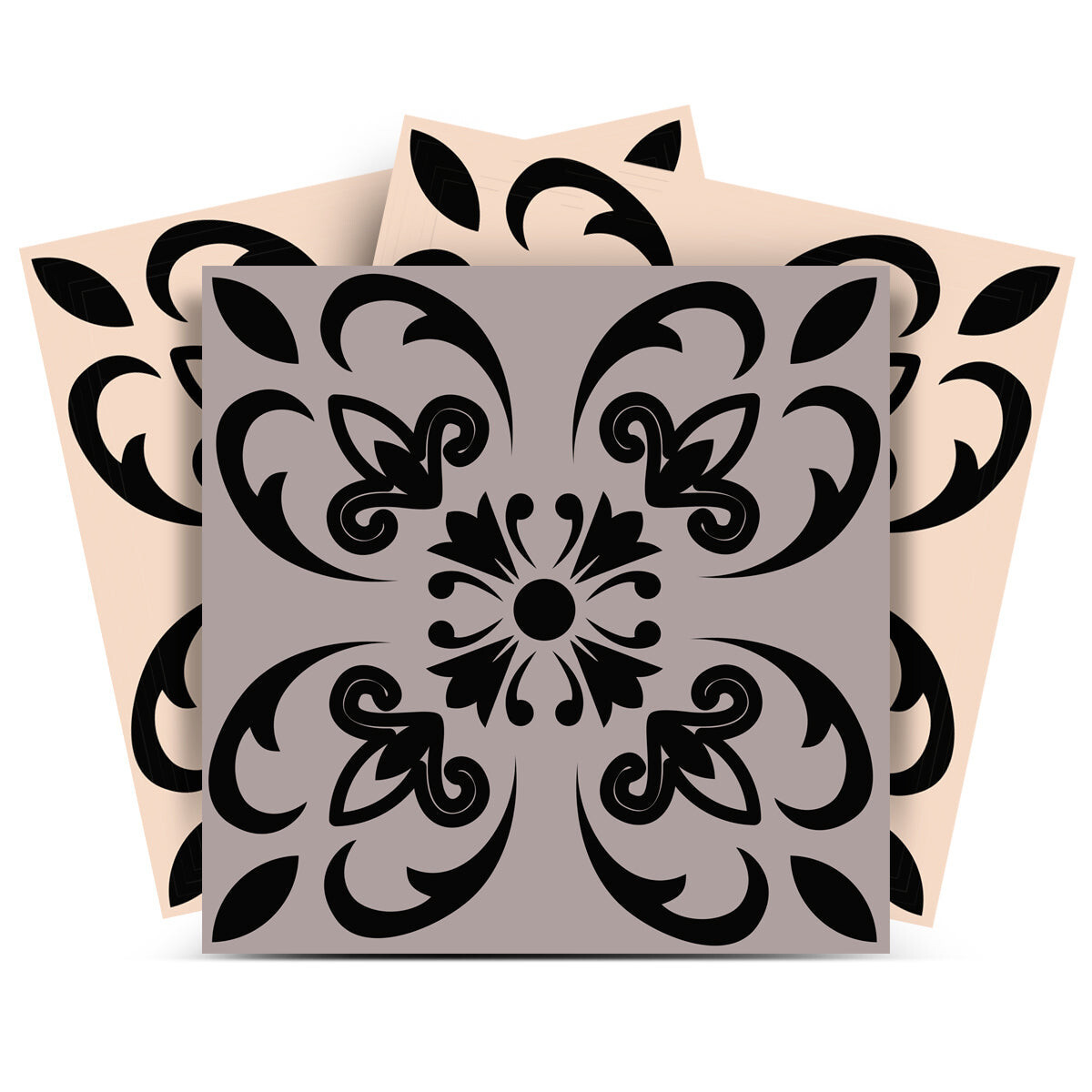 5″ X 5″ Light Grey And Cream Orchid Peel And Stick Removable Tiles