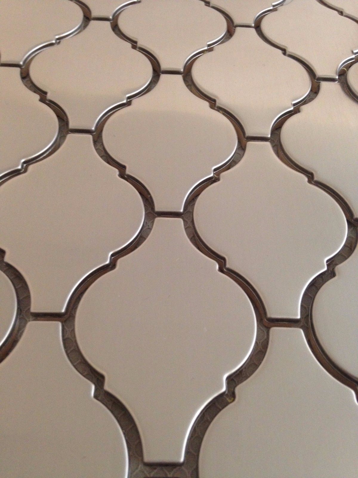 Stainless Steel Metal Lantern Arabesque Mosaic Wall Tiles Kitchen 12″x10 3/4″