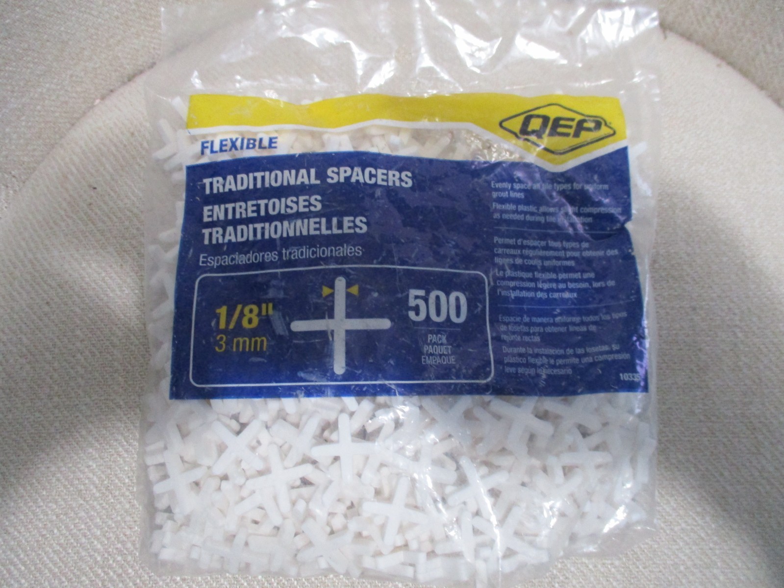 500 count TILE SPACERS 1/8″ 3mm White Flexible PVC Cross QEP 10335 New