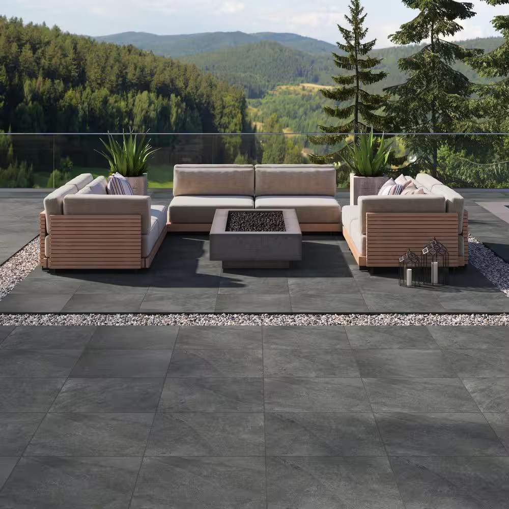 Midnight Montage 2 Cm. X 24 In. X 24 In. Matte Porcelain Stone Look Paver (8 Sq.