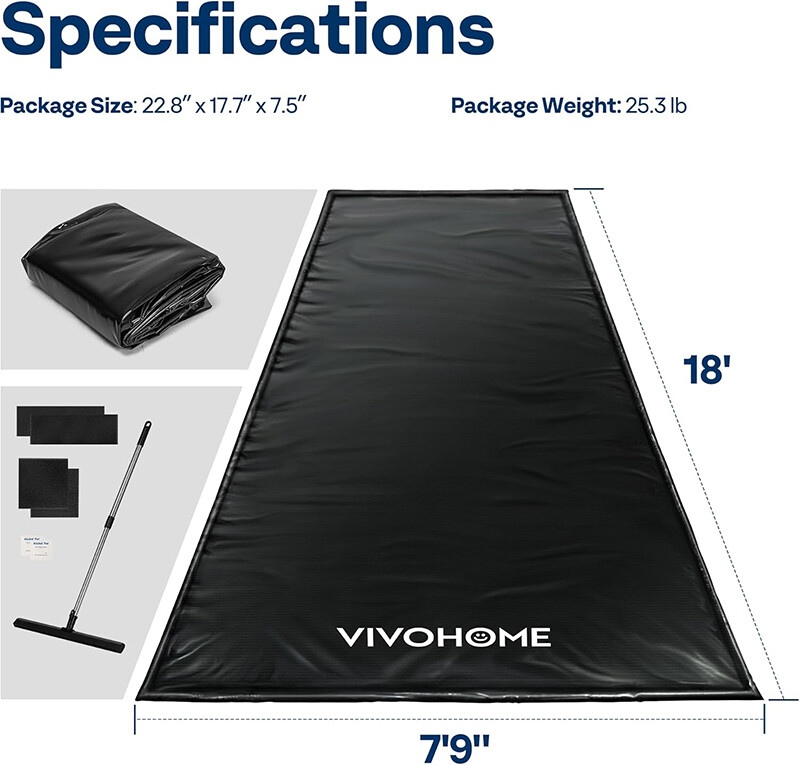 Containment Mat (7’9″ x 18′) w/ Stay Put Corner Garage Floor Mats Raised Edge