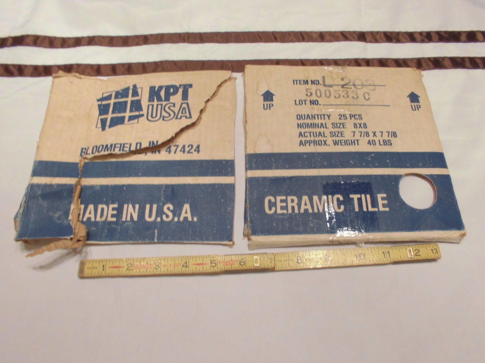 1 pc. *Almond* Ceramic / Porcelain Floor Tile Bumpy-Textured-Beveled by KPT Co.