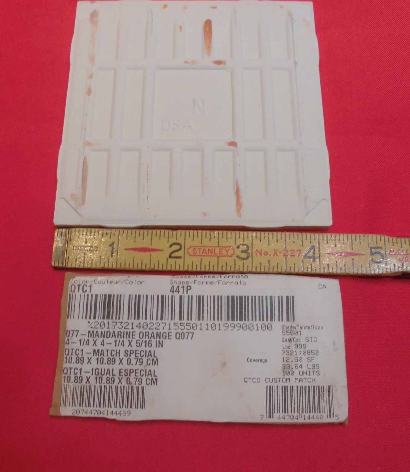 1 pc. Glossy Ceramic Tile *Orange* by American Olean 4-1/4″ Brilliant Color, New