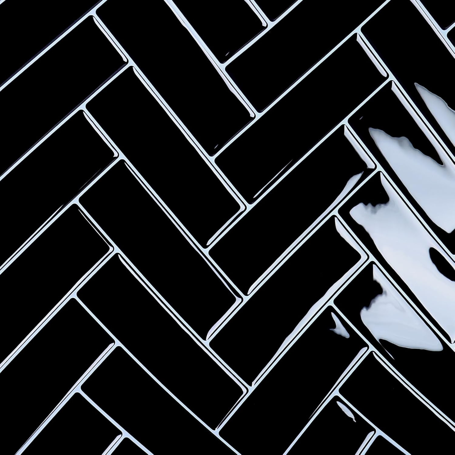 20 Sheets Black Herringbone Peel and Stick Backsplash Tiles 12″x12