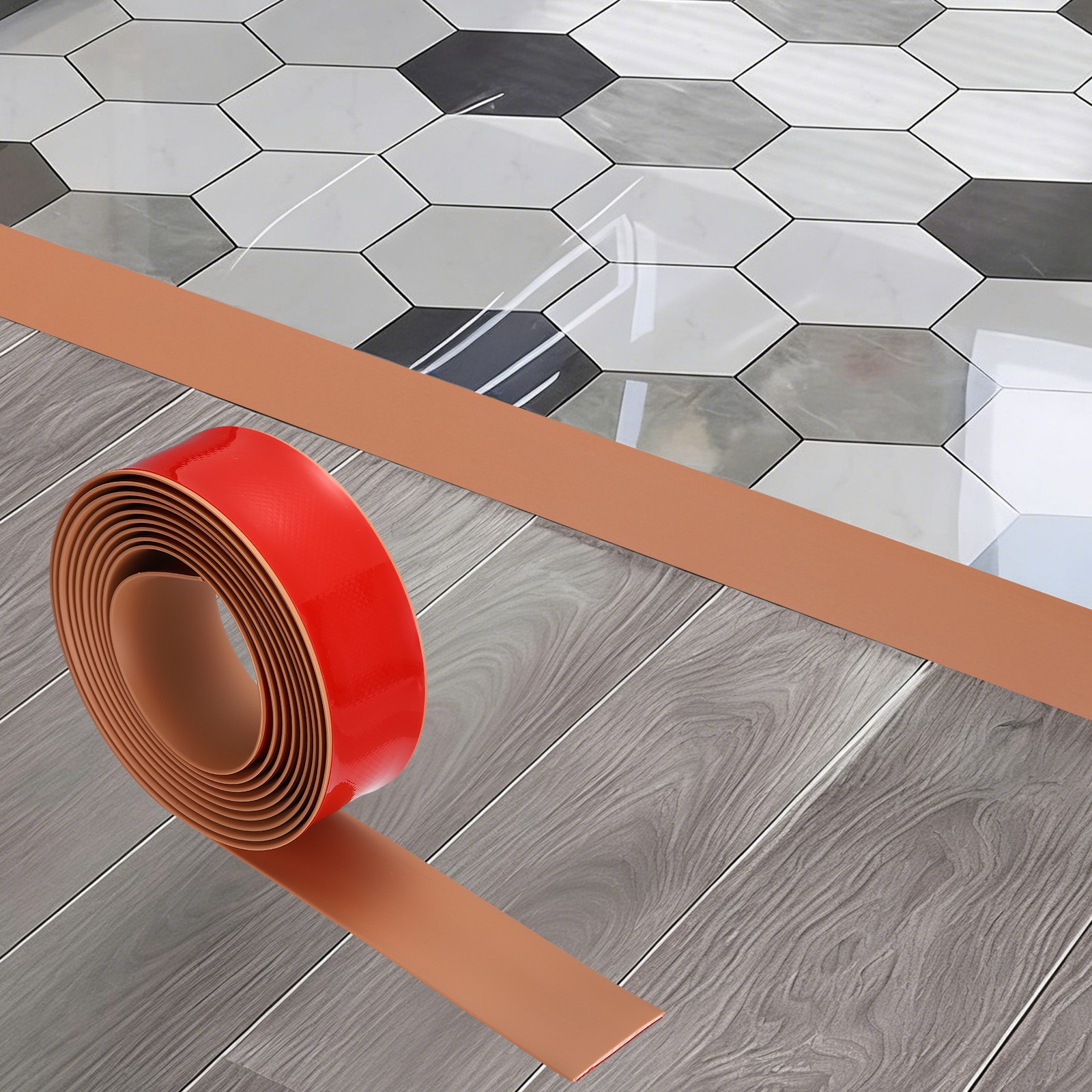 Floor Transition Strip (1.97″/ x 11.5ft) PVC Floor Strips Brown