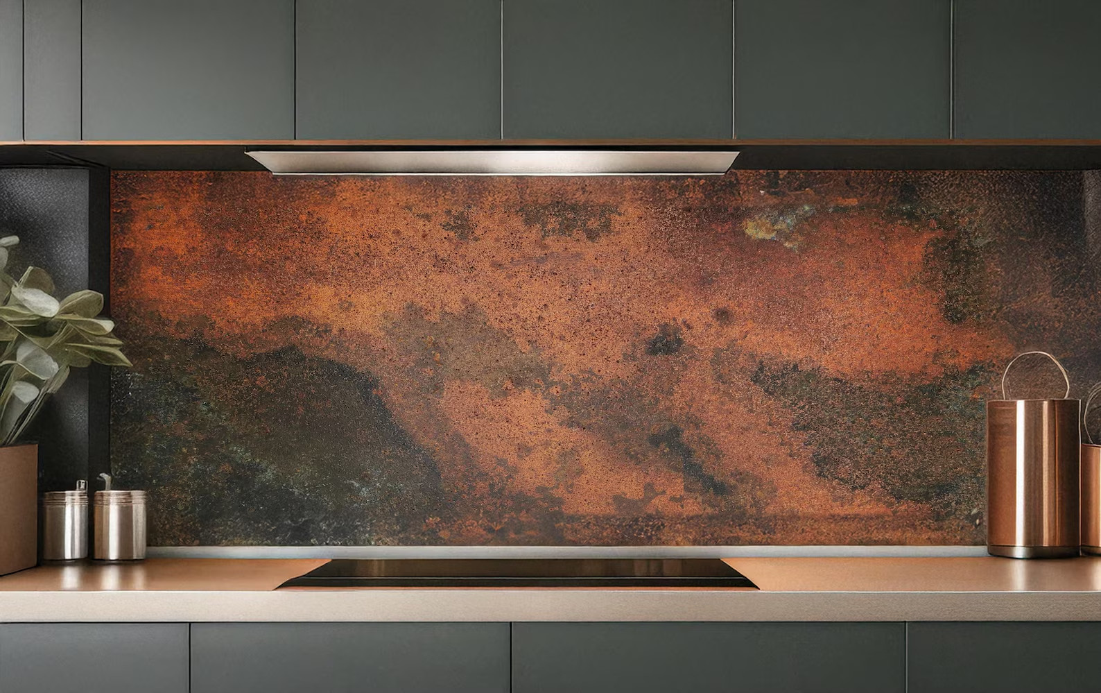 Real Copper Backsplash Panel – Handmade Metal Wall Art Kitchen Decor