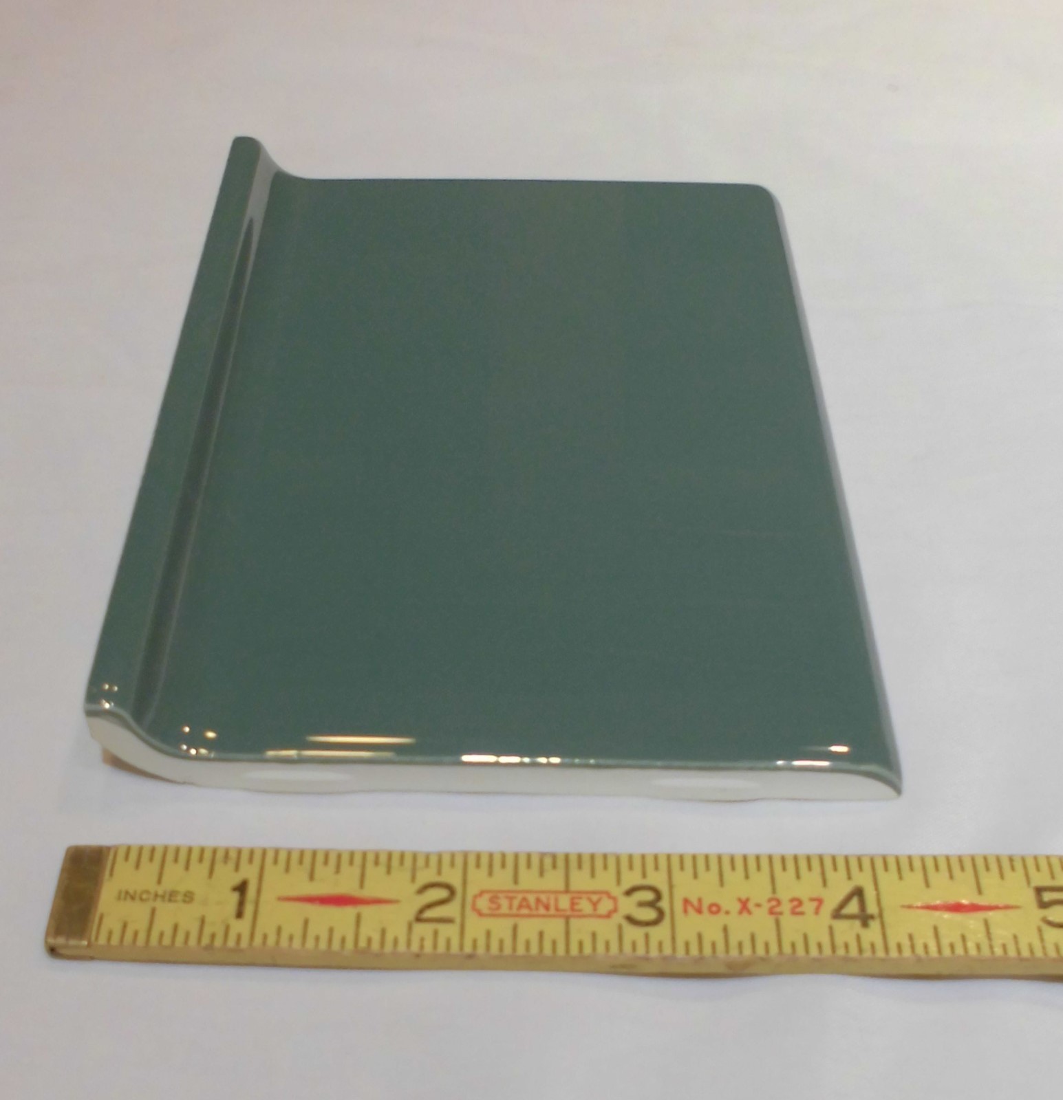 6 pcs. *Sage Green* 4” X 6” Glossy Ceramic Cove Base Tile, Bullnose Top, NEW