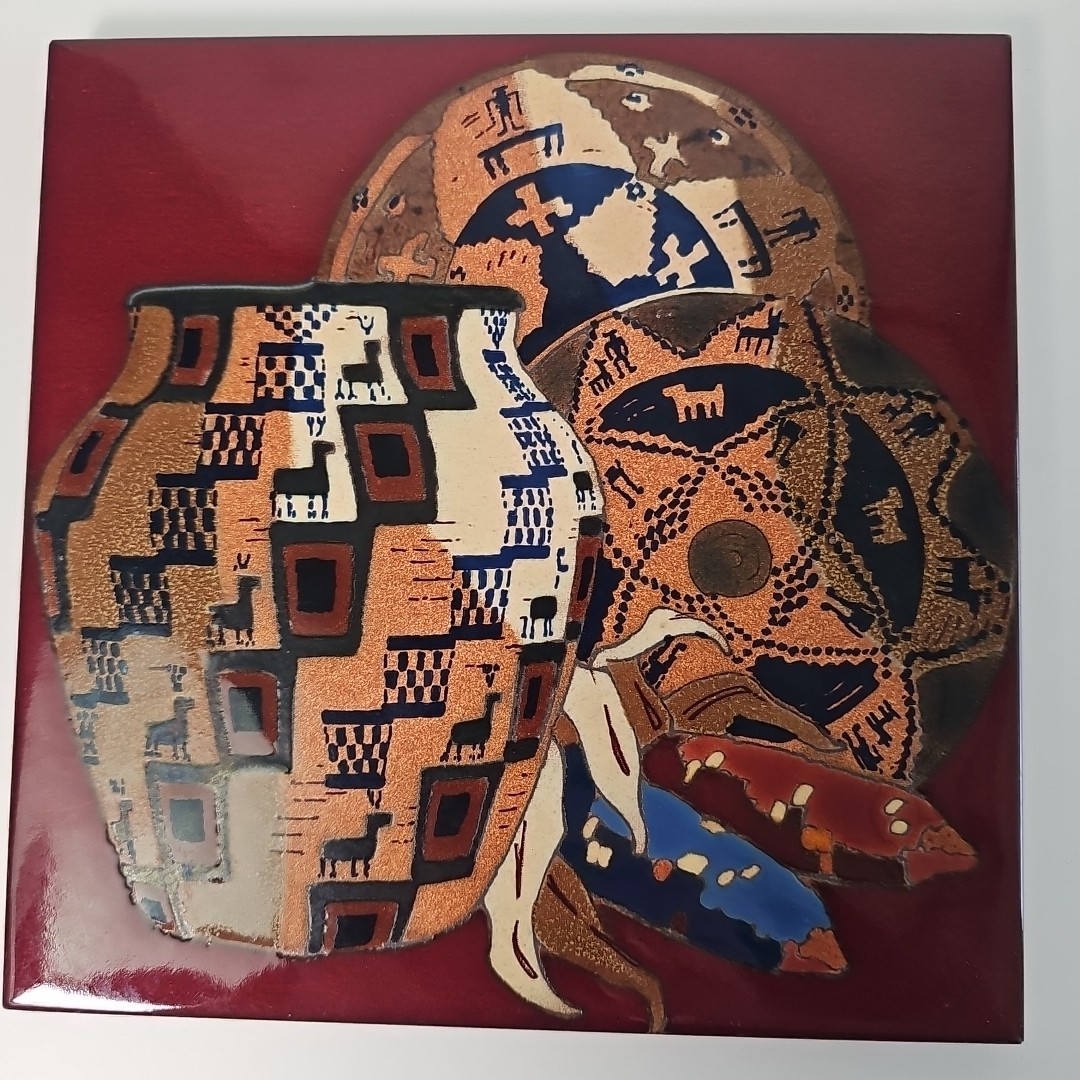 VTG 1991 Santa Fe Art Tile 8″ Trio Basket Jasper Arius #5117J