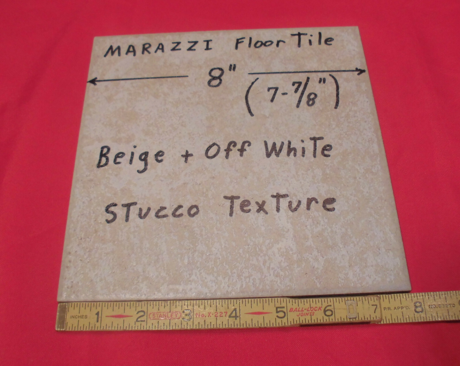 1 pc. *Off-White – Beige* 8″ Ceramic / Porcelain Floor Tile; Stucco Textured NEW