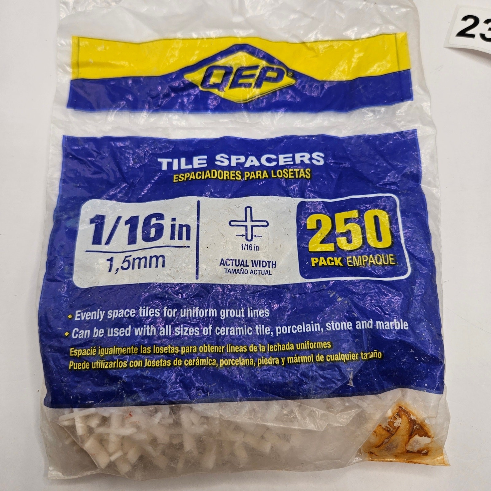 LOT OF 9 – QEP 1/16in TILE SPACER FOR FLOOR OR WALL TILES 250 PIECES/BAG NWT