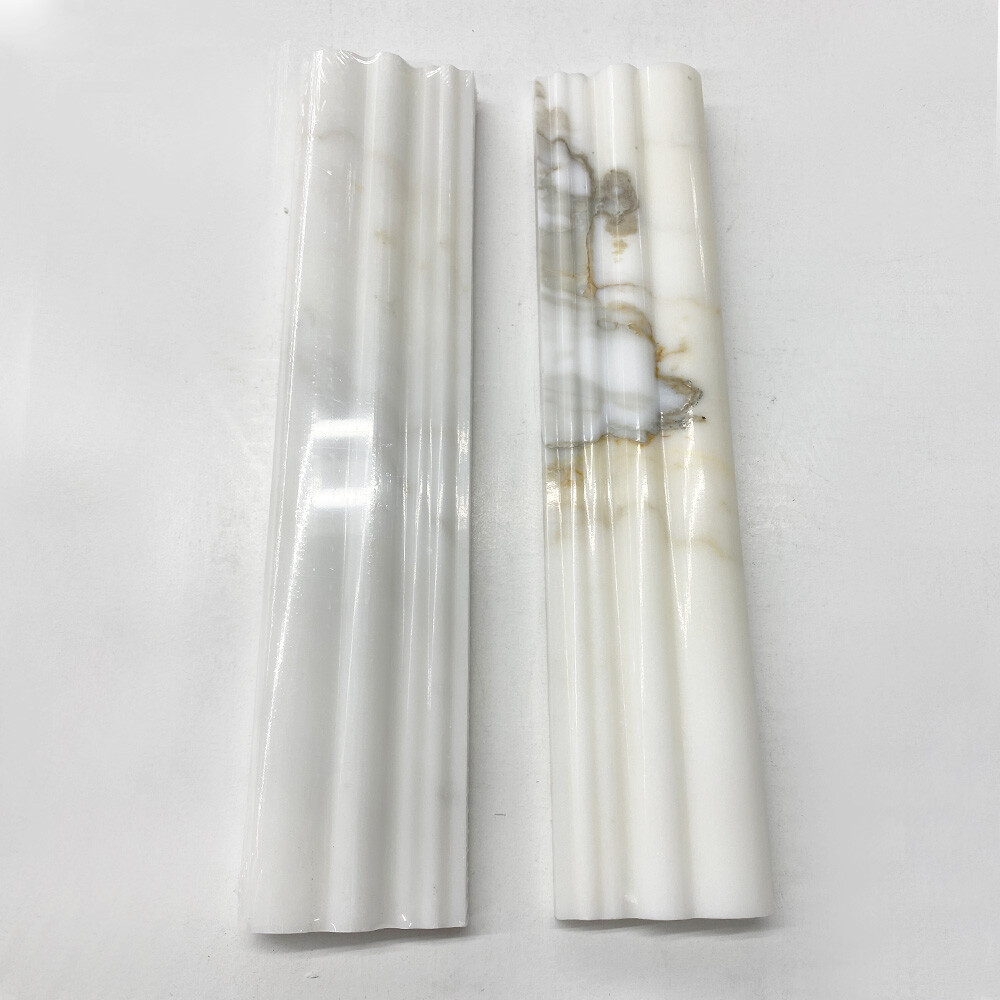 G14P Calacatta Gold Calcutta Marble 2-1/2×12 Chair Rail Trim Molding Polish