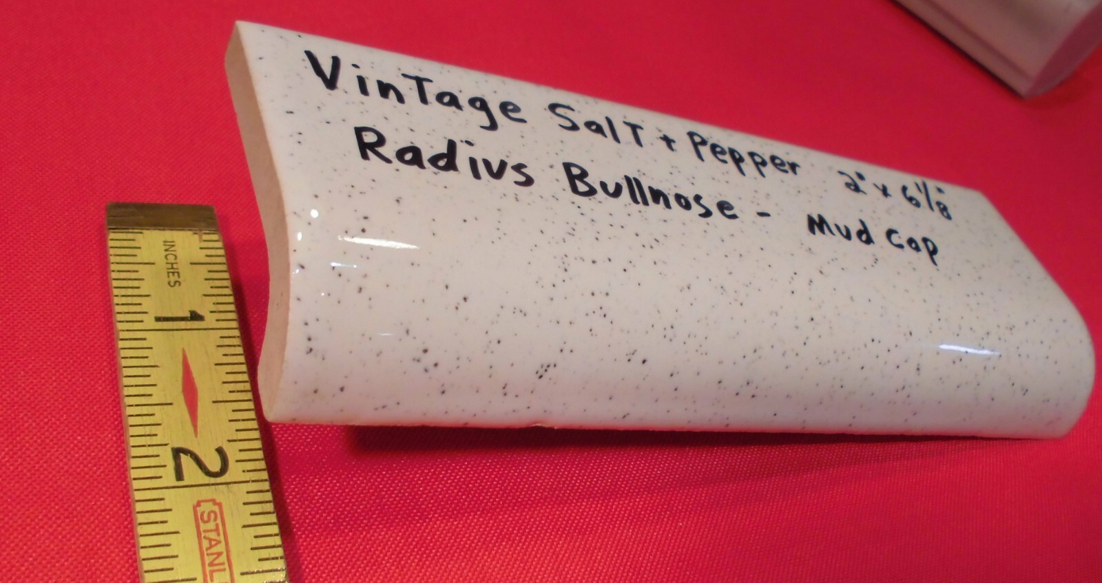 1 pc. Salt & Pepper Ceramic Bullnose Tile 2” X 6” American Olean, NEW STOCK