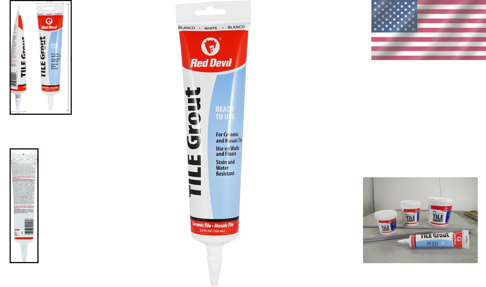 Pre-Mixed Tile Grout Squeeze Tube, 5.5 oz – Perfect for Walls & Floors
