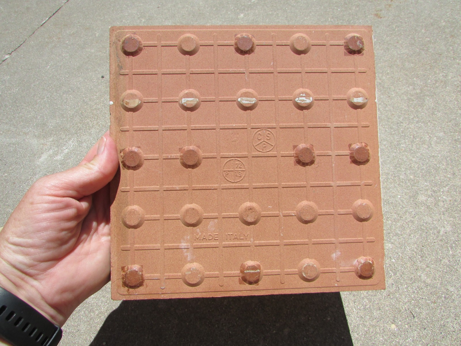 Beige Brown Blue White Patterned 8″ Square Tile ITALY P72-73 Home Decor Accent