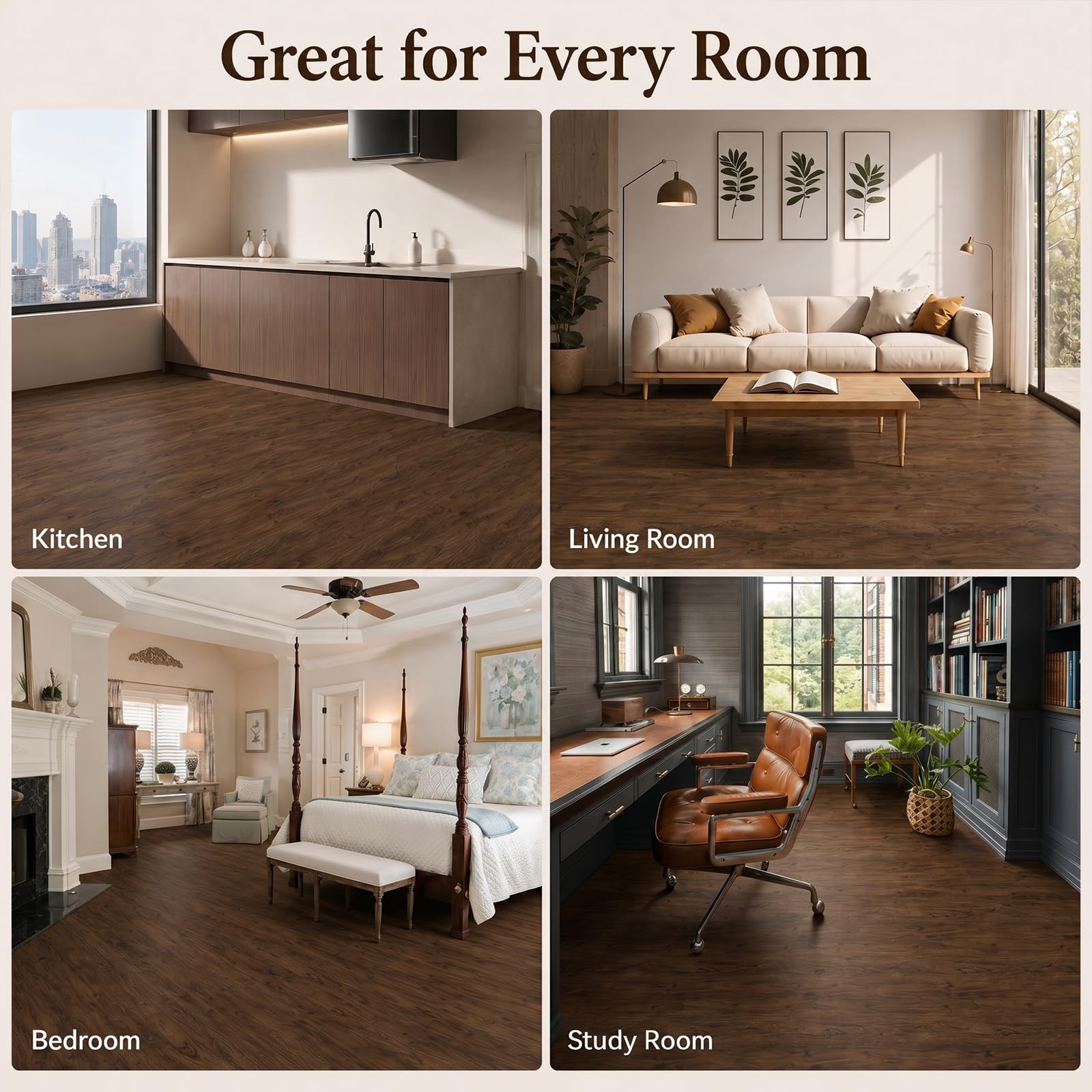 Peel and Stick Vinyl Flooring Roll 15.7″x 118″/12.9 Sq.Ft, Thicken Self Adhes…