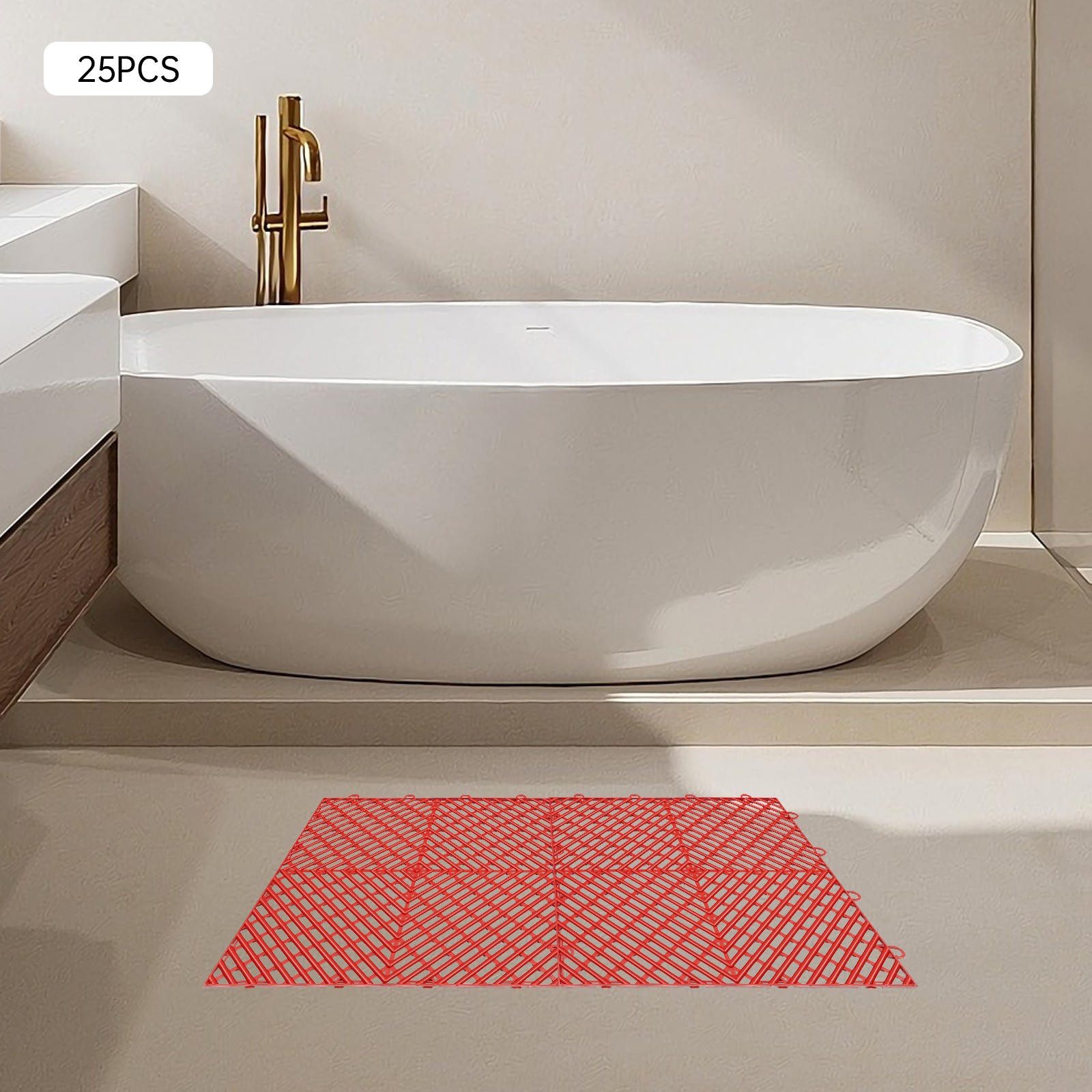 25PCS Interlocking Deck Tile Deck Flooring for Pool Bathroom Patio Garage