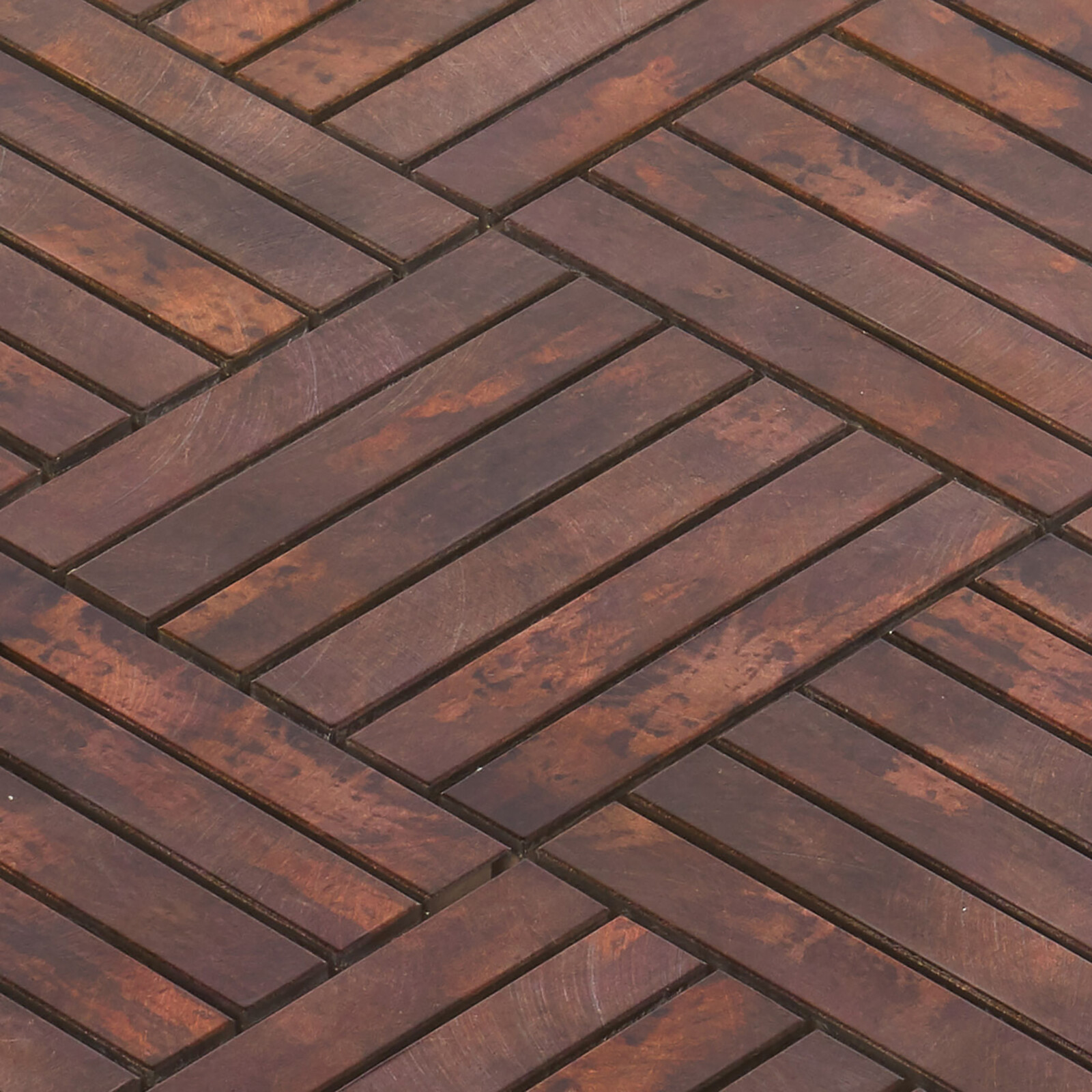 Antique Copper Color Metallic Metal Basketweave Parquet Mosaic Tile Backsplash