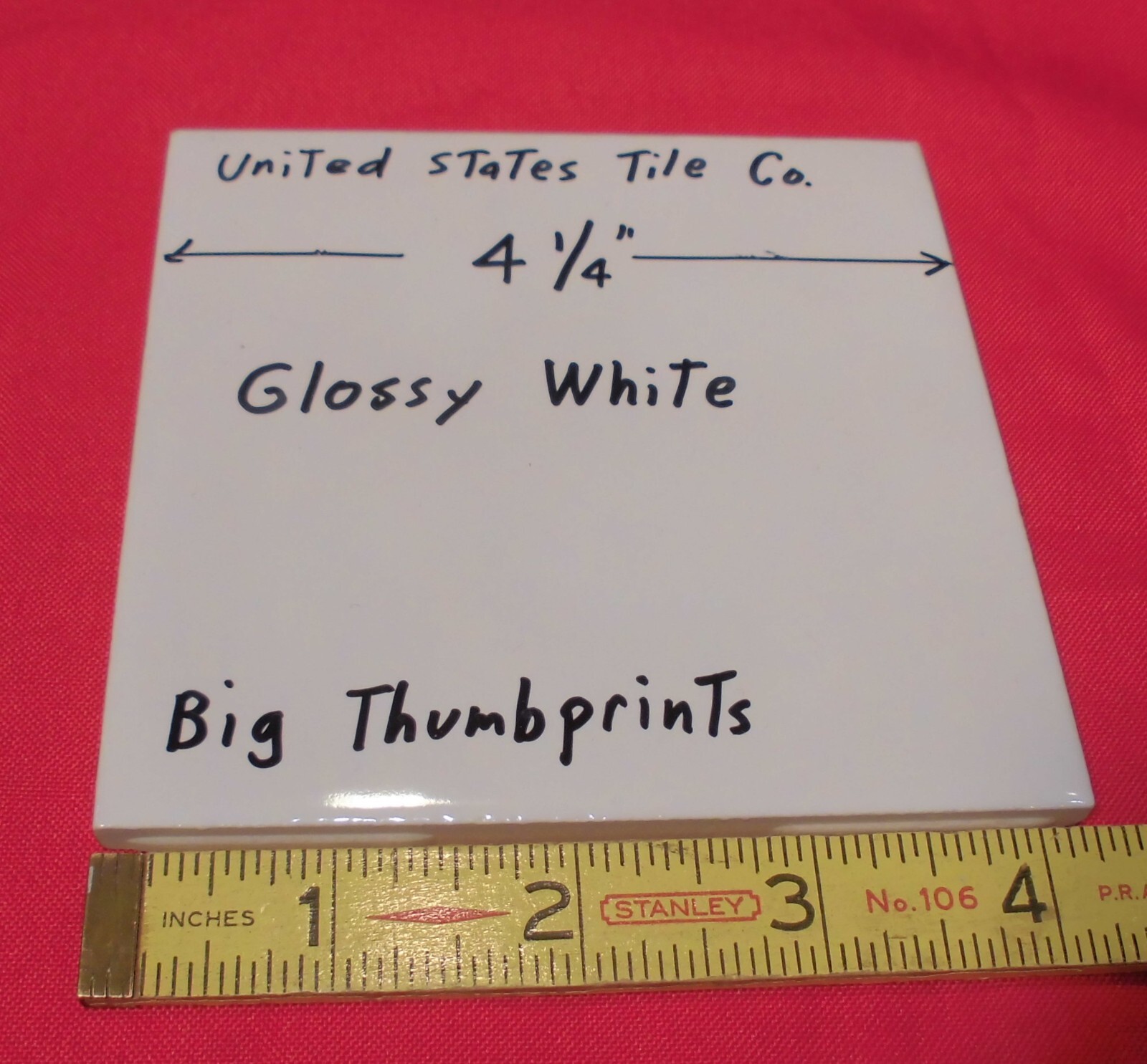 1 pc. Gloss Ceramic Tile *Bumpy Bright White* 4-1/4″ United States Tile Co. NEW