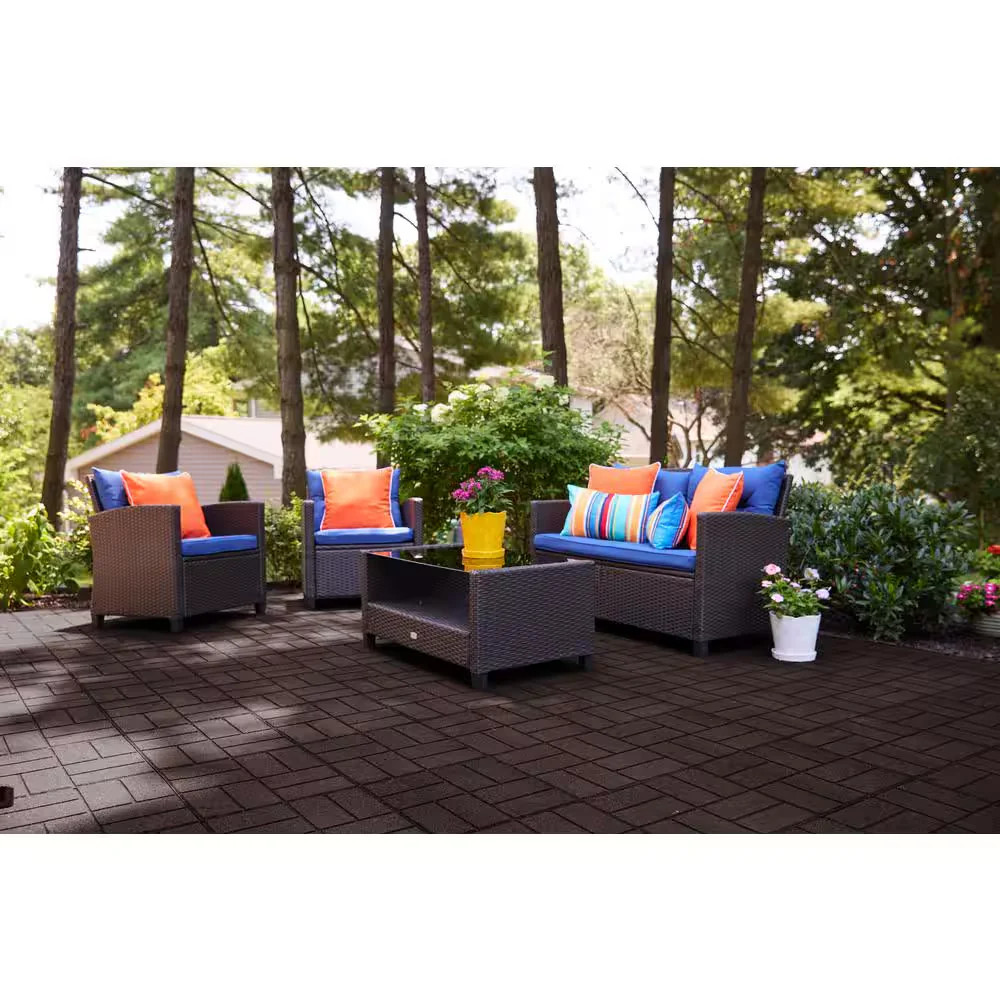 16 in x 16 in Brown SmartLoc Interlocking Rubber Paver 9-Pack DCPV16ILBN9