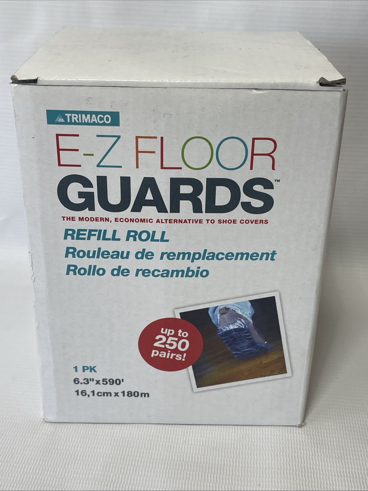Trimaco E-Z Floor Guards #54716 Refill Film Roll Shoe Covers 250 Pairs New