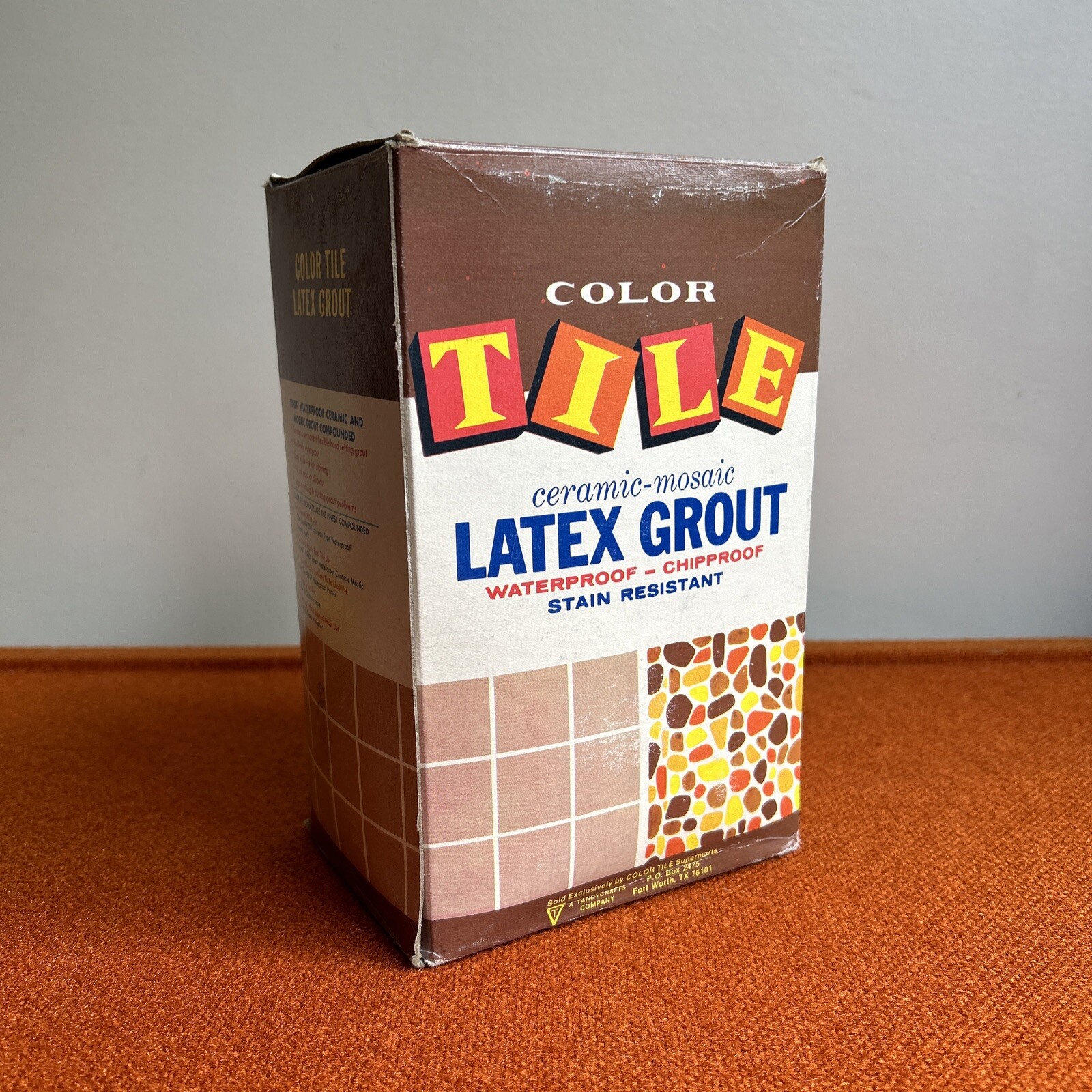 Vintage 1970s Packaging Tile Ceramic Latex Grout Original Box ‘White’ Movie Prop