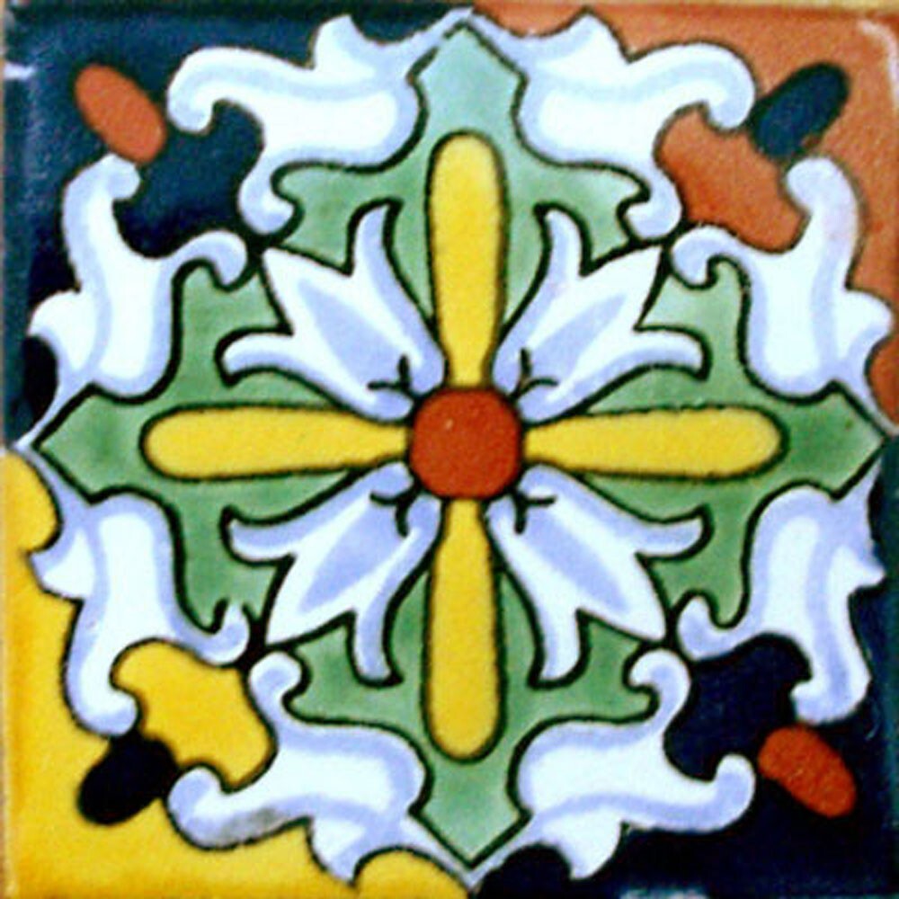 #C084) Mexican Tile sample Ceramic Handmade 4×4 inch, GET MANY AS YOU NEED !!