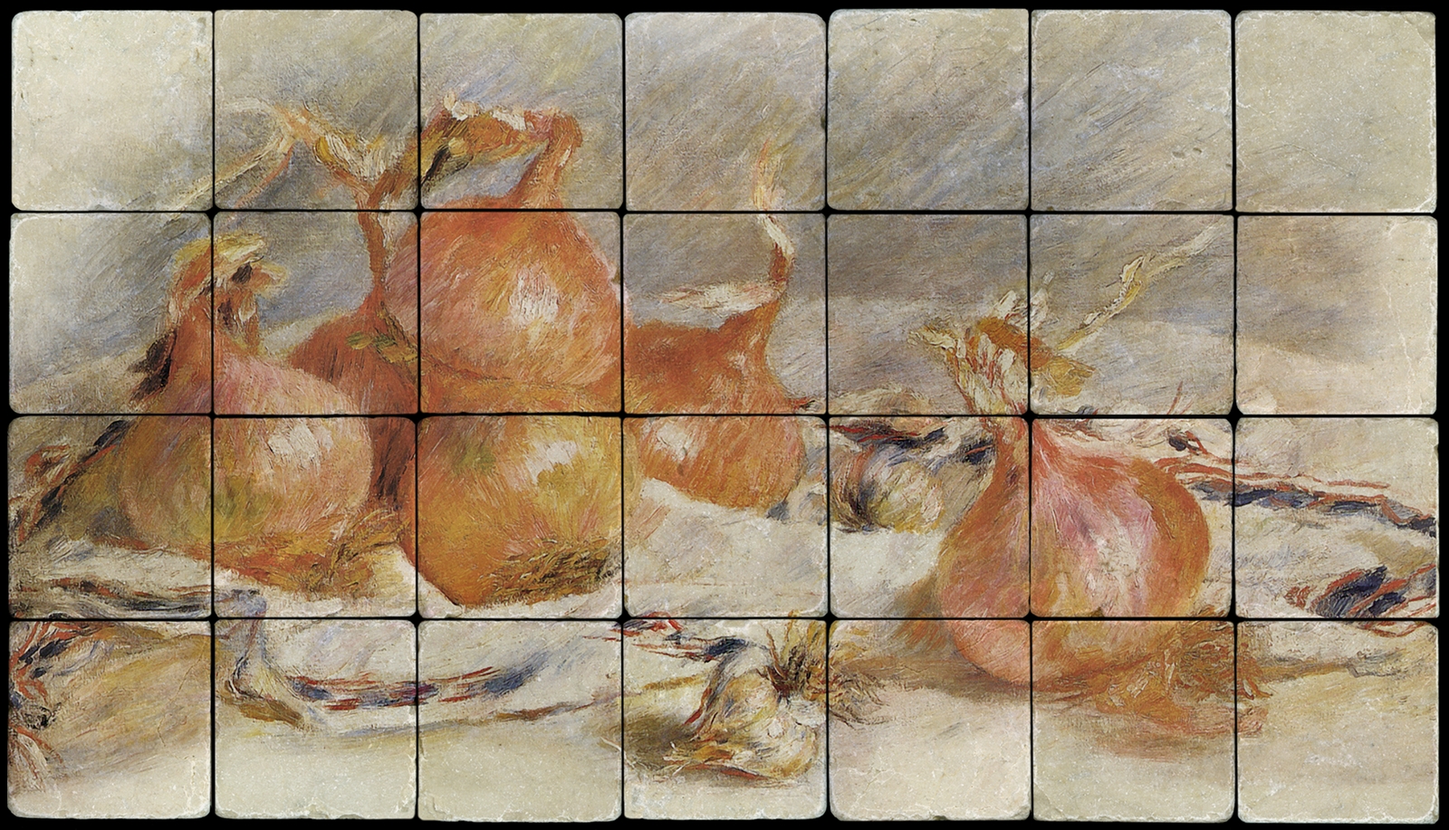 28×16 Onions Still Life Art Tiles for Kitchen Pierre Auguste Renoir