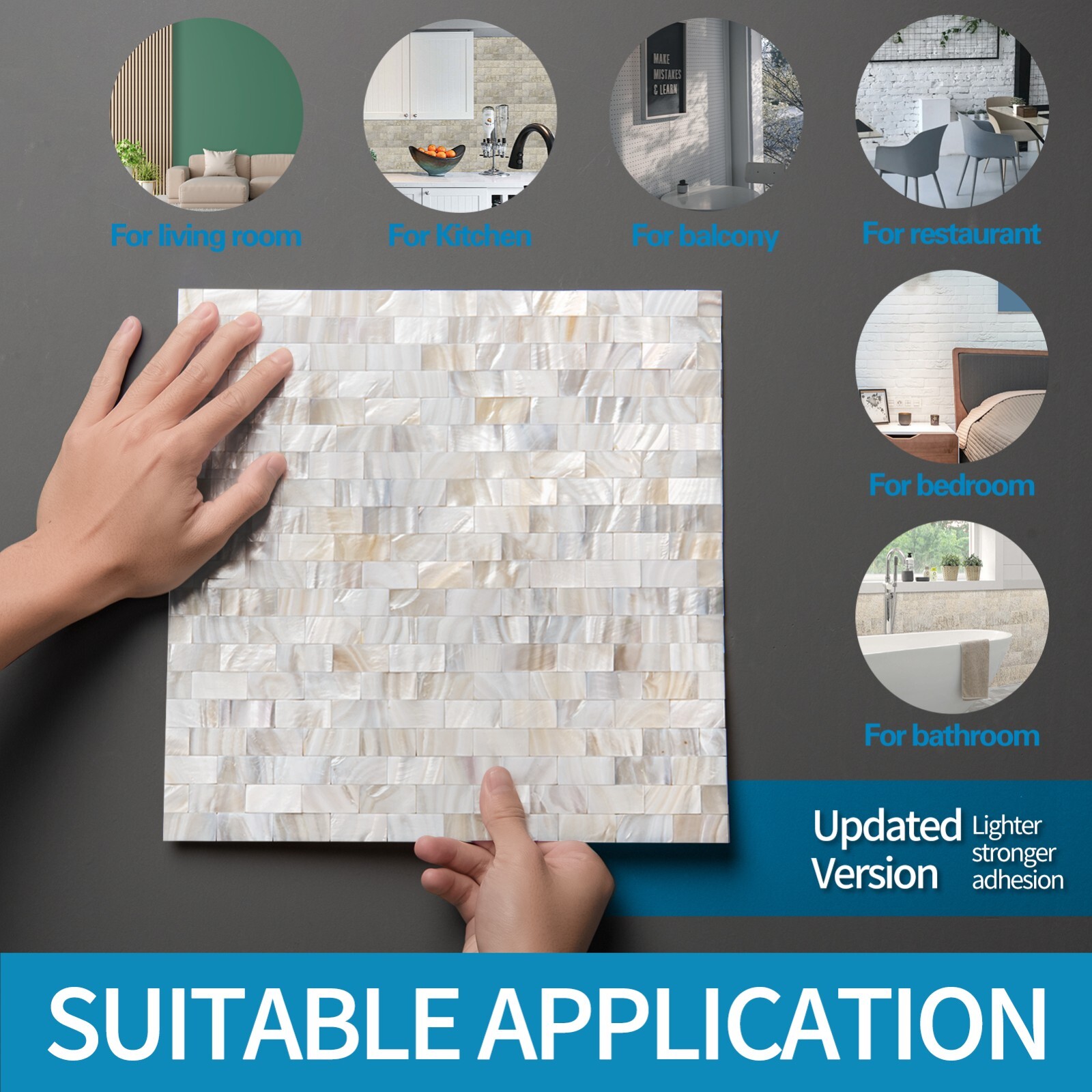 Mother of Pearl Shell Mosaic Tile for Kitchen Backsplash/Bathroom Tile, 6sheets