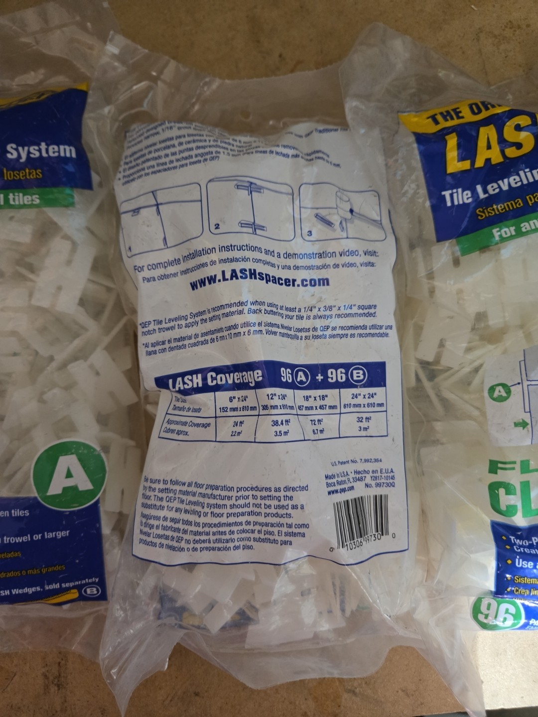 X3 ORIGINAL LASH QEP 96(288)Count Tile Leveling Clips 1/16″ Grout Lines NEW