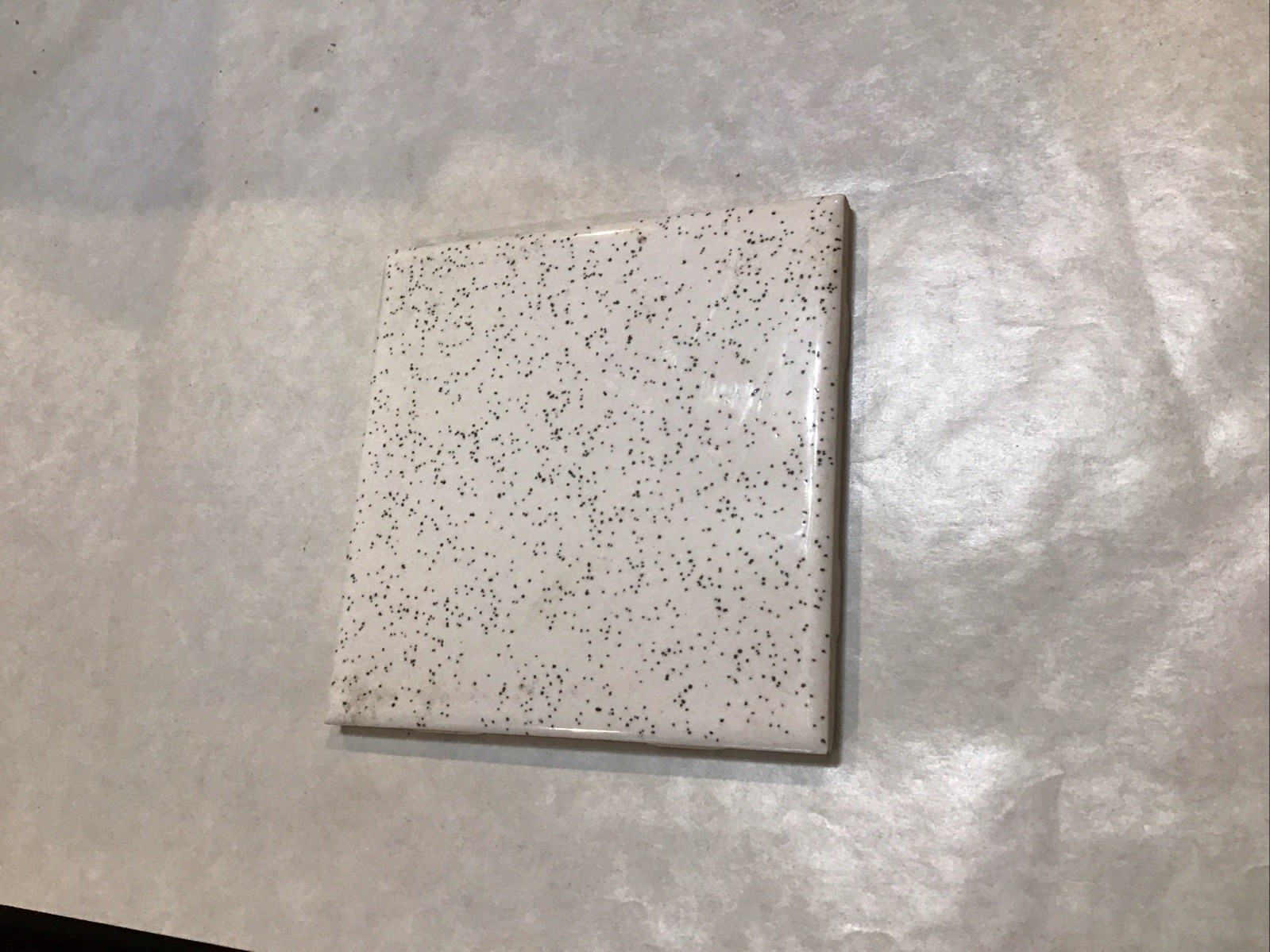 Mid State 4 3/8 White Tile With Black Speckles