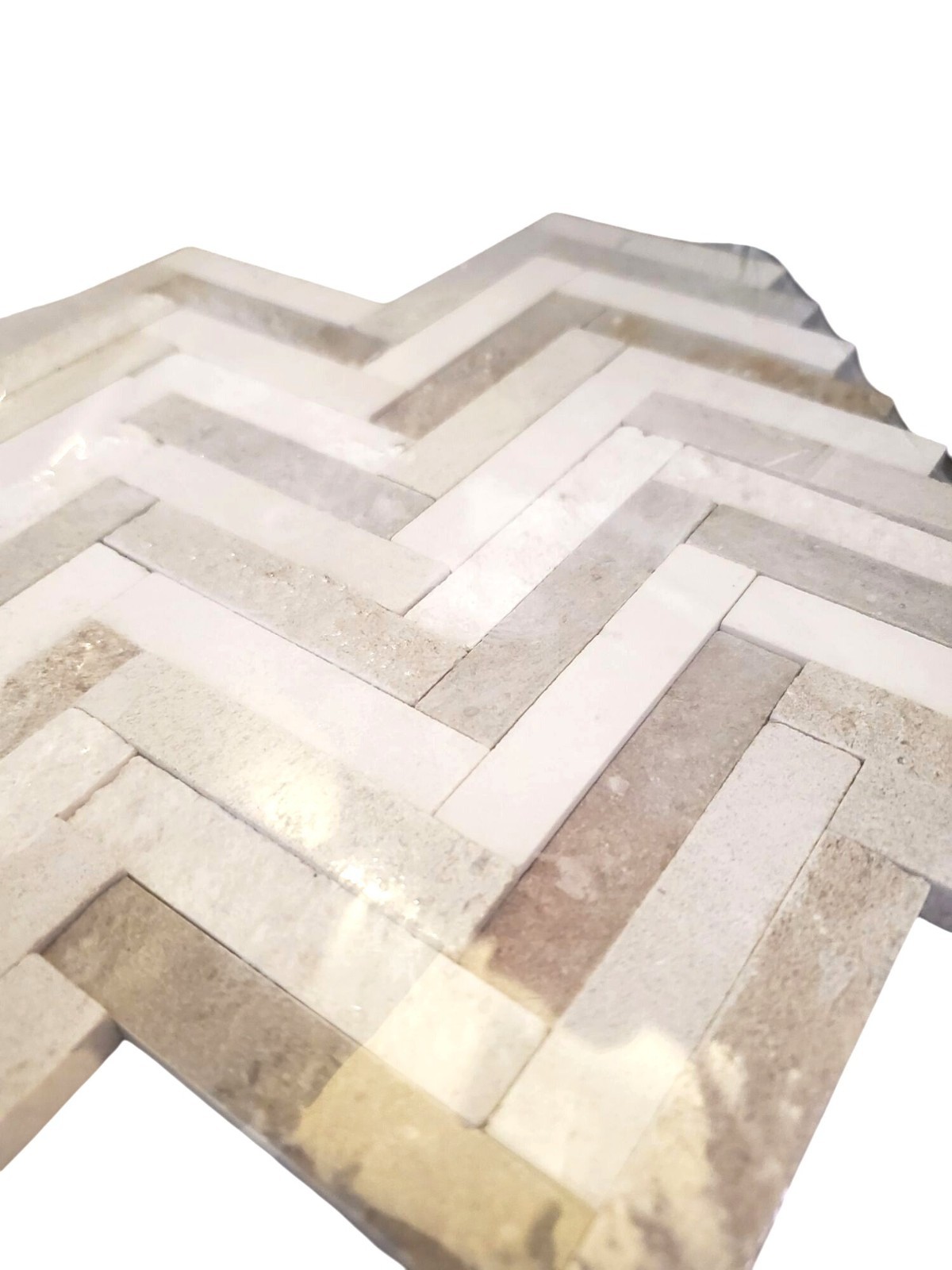 Daltile Beige Blend Chevron 10x12x0.31in Stone Mosaic Wall Tile 0.71 sqft 10 pcs
