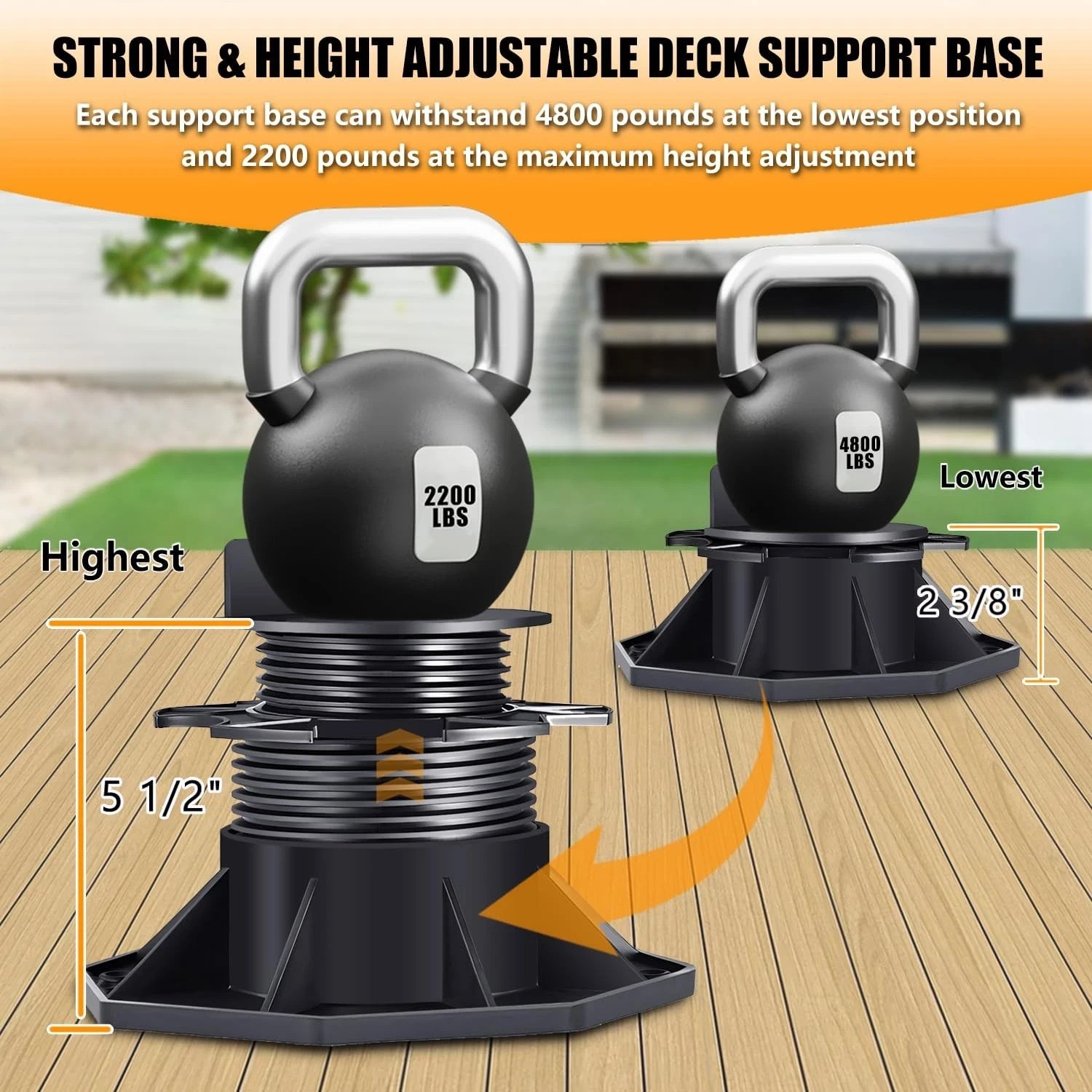 12Pack Adjustable Support Pedestal Foundation Base for Floating Deck Platform…