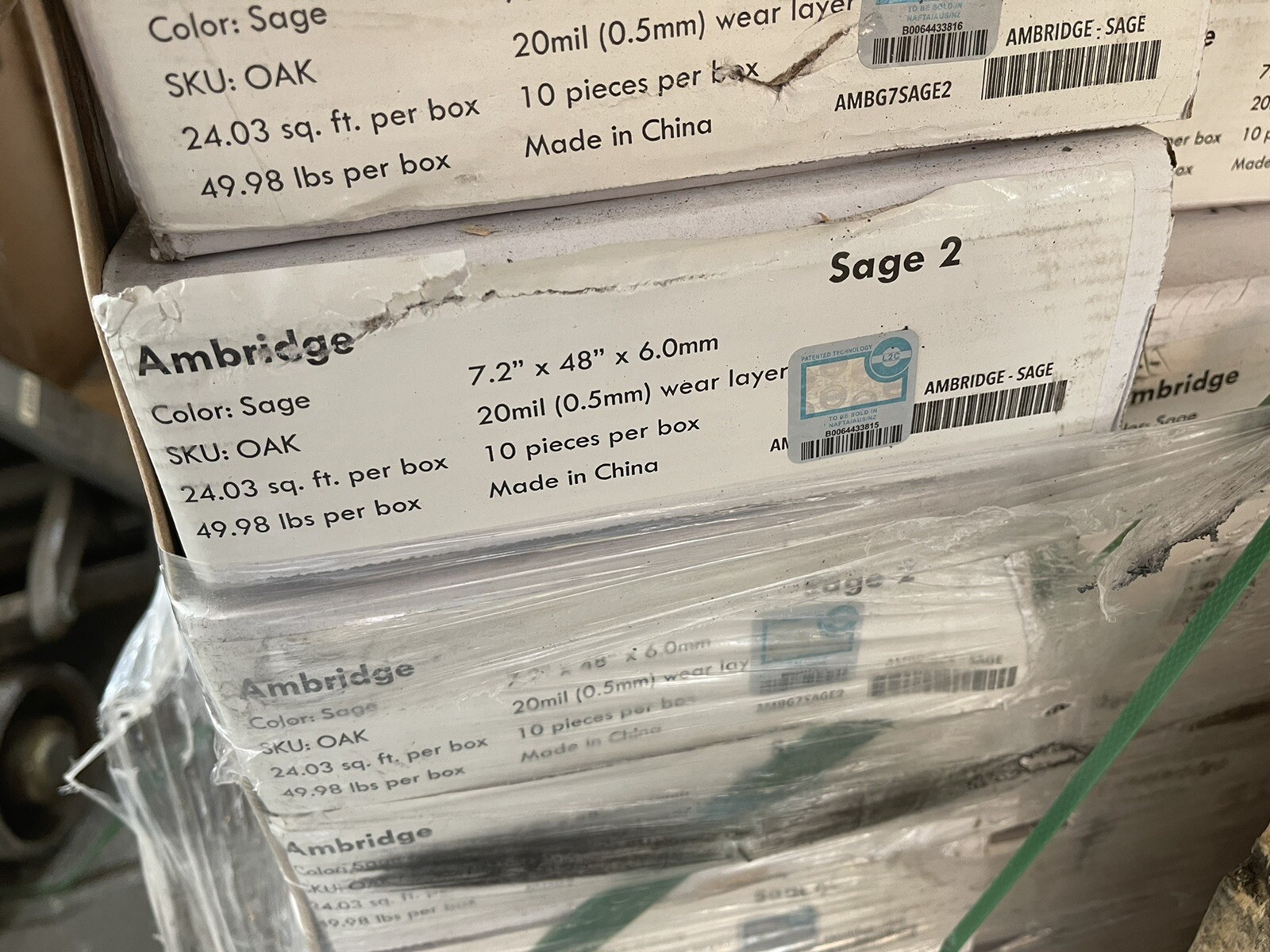 AMBRIDGE SAGE 2 FLOORING 7.2″X48″X6.0mm, OAK, 24.03 SQ FT PER BOX – 50 PC PALLET