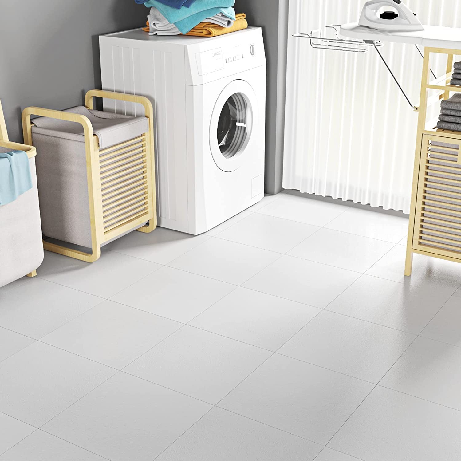 Peel and Stick Floor Tile Waterproof 12X12 in White Vinyl Flooring Peel and
